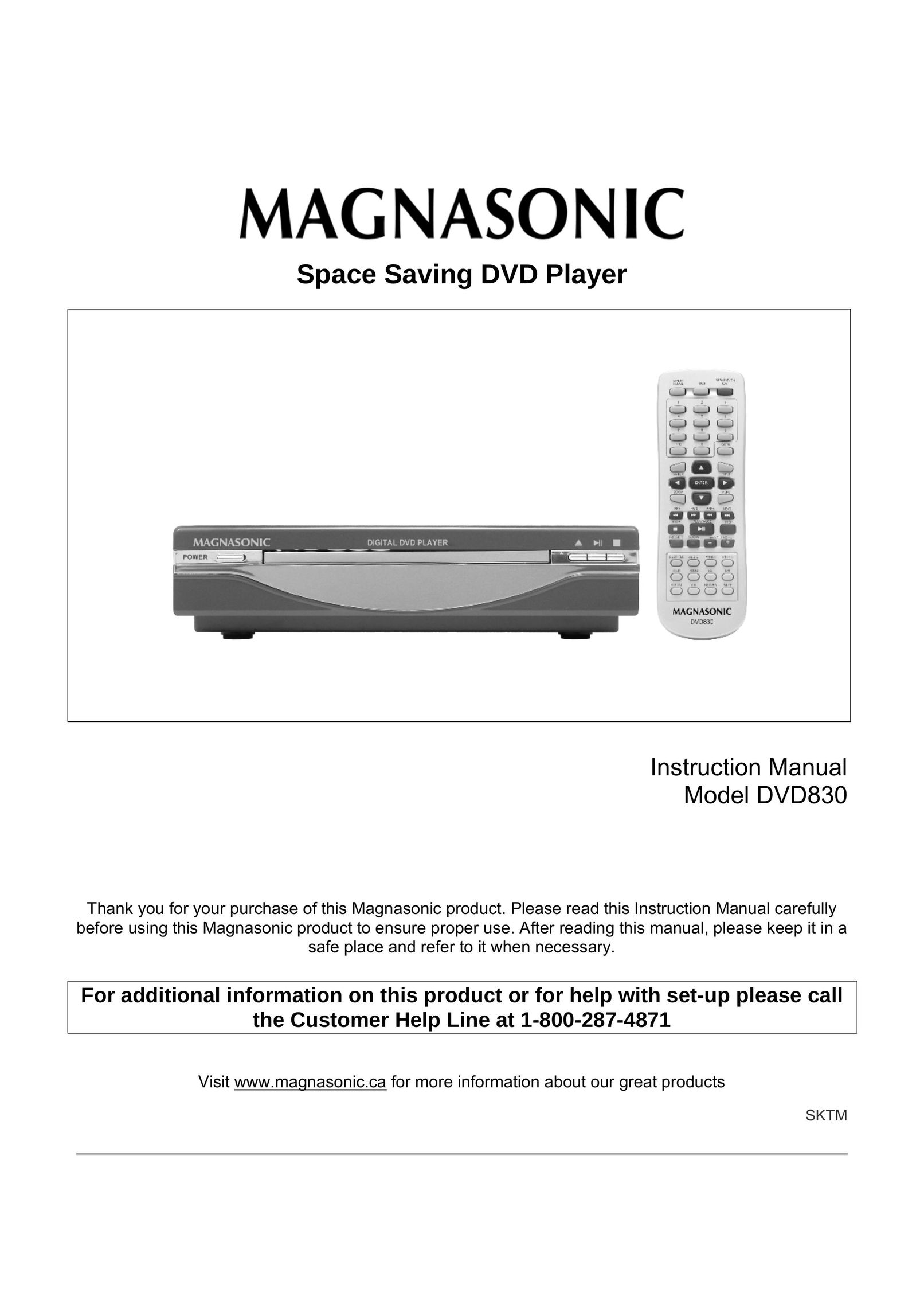 Magnasonic DVD830 Portable DVD Player User Manual