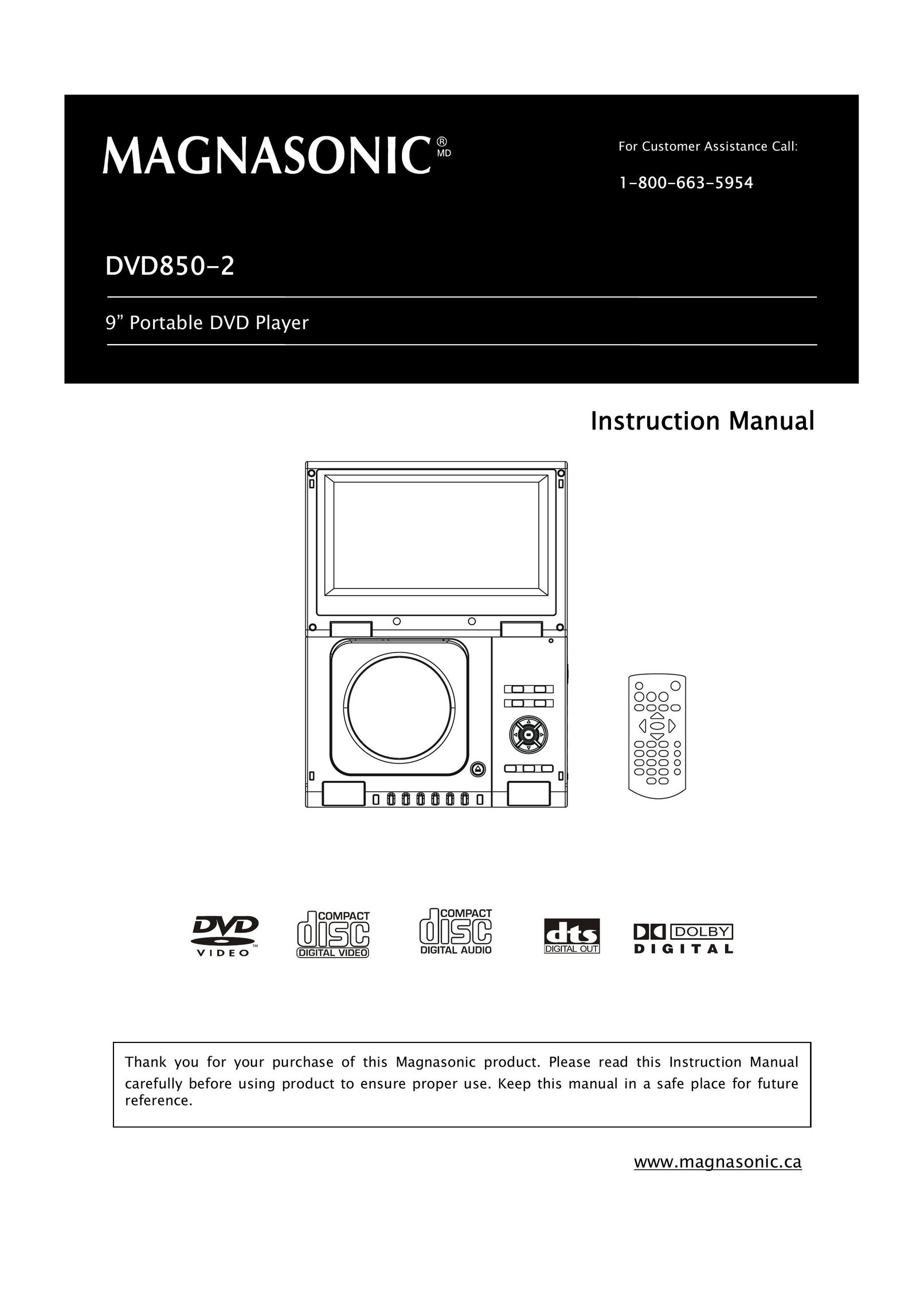 Magnasonic DVD850-2 Portable DVD Player User Manual
