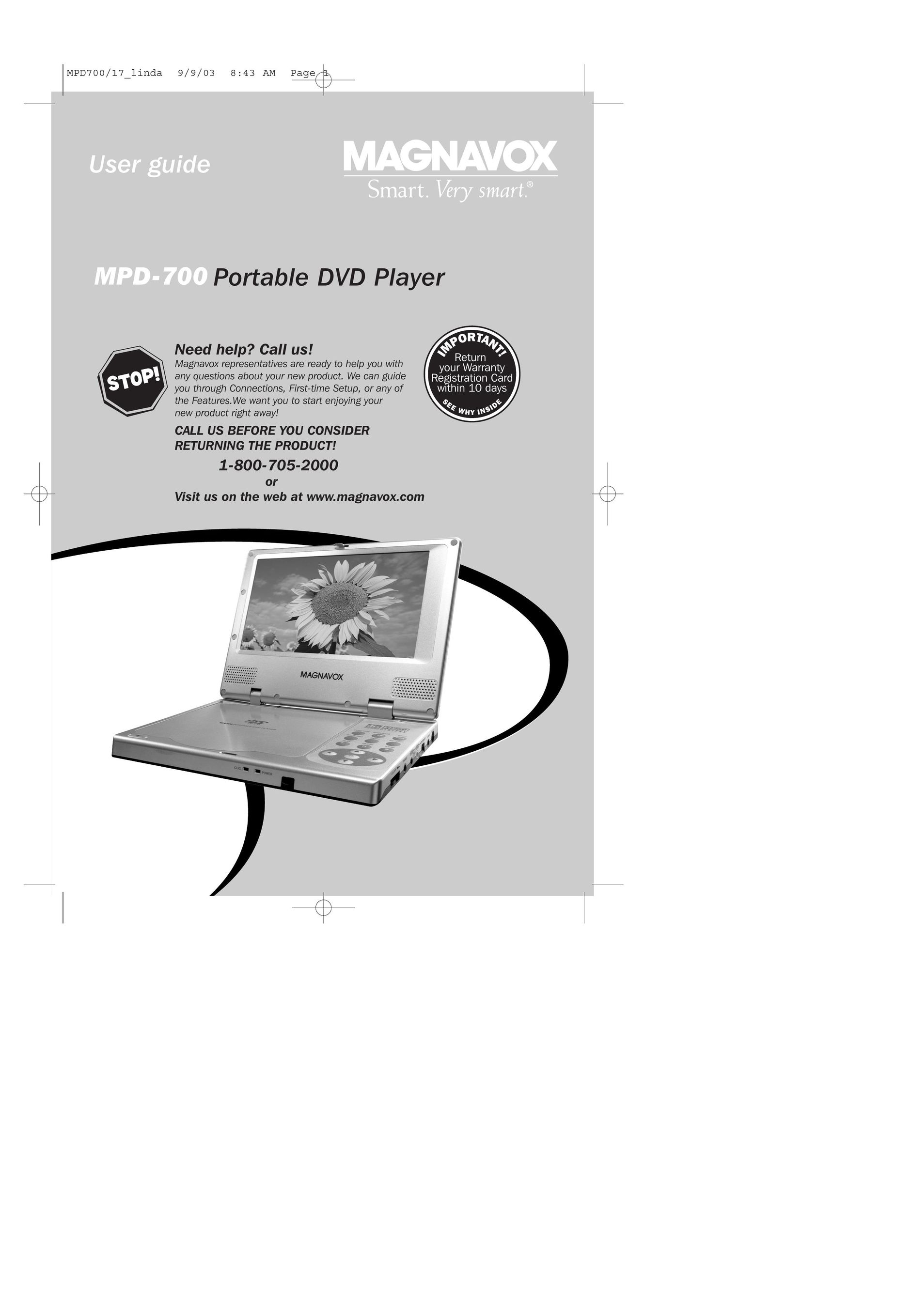 Magnavox MPD-700 Portable DVD Player User Manual