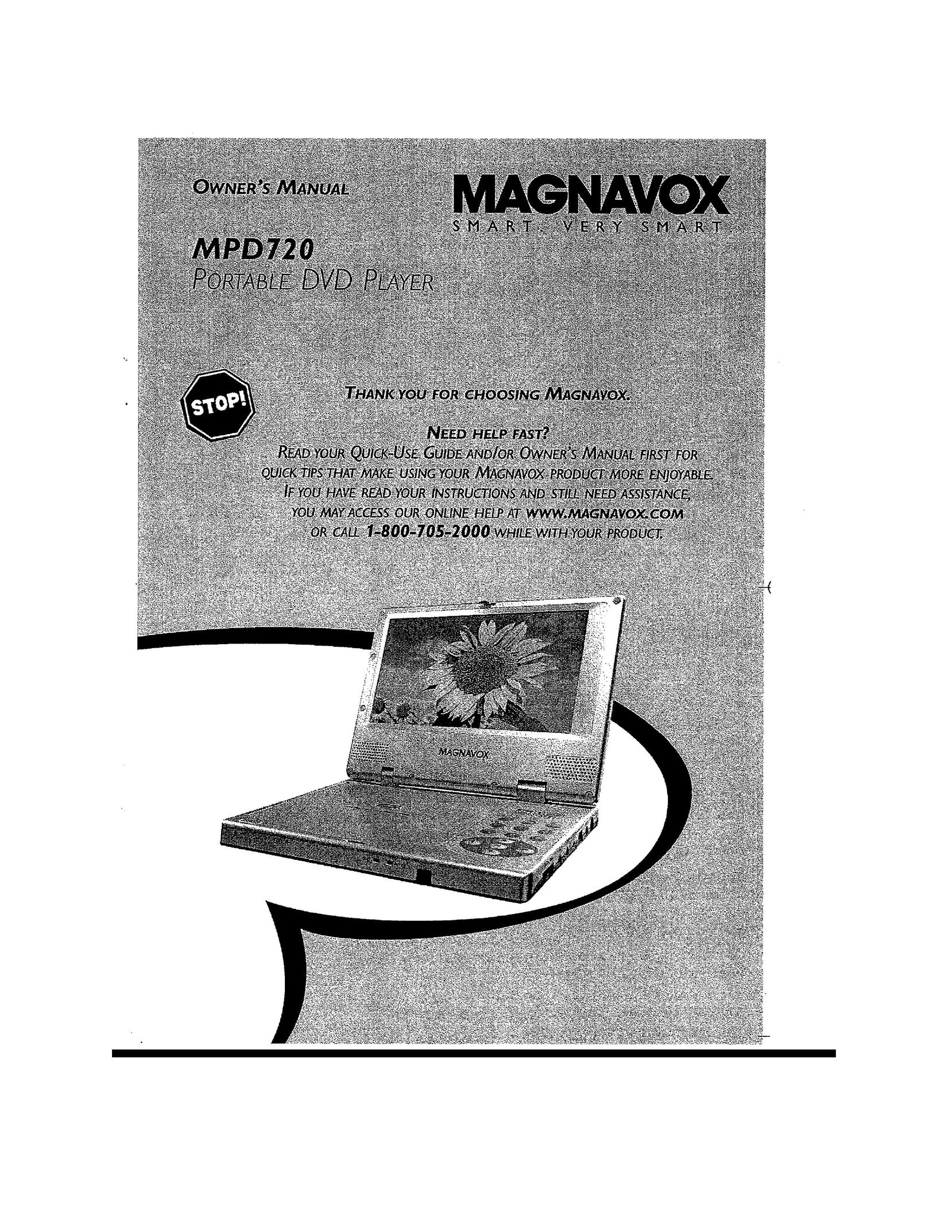 Magnavox MPD720 Portable DVD Player User Manual