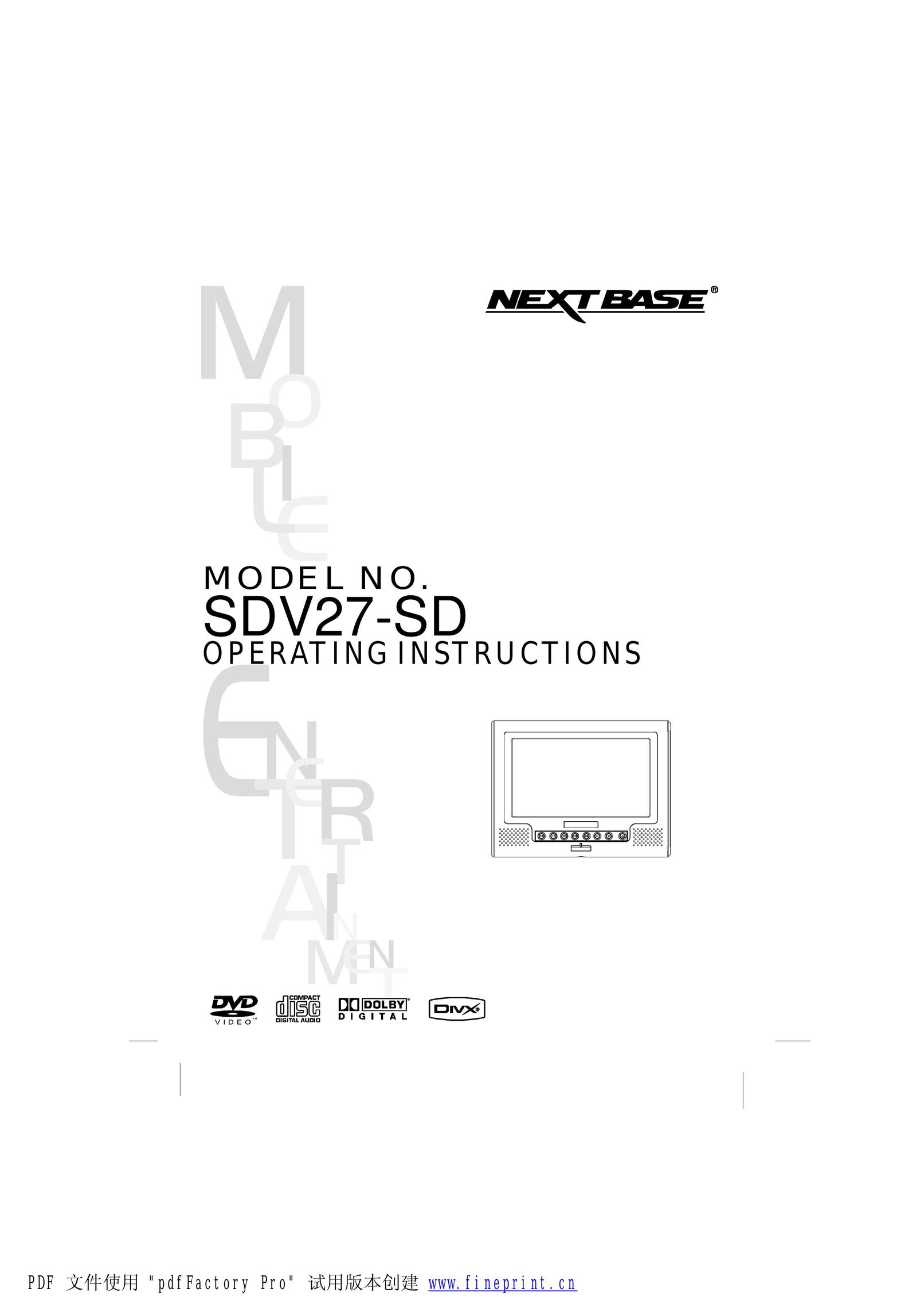NextBase SDV27-SD Portable DVD Player User Manual