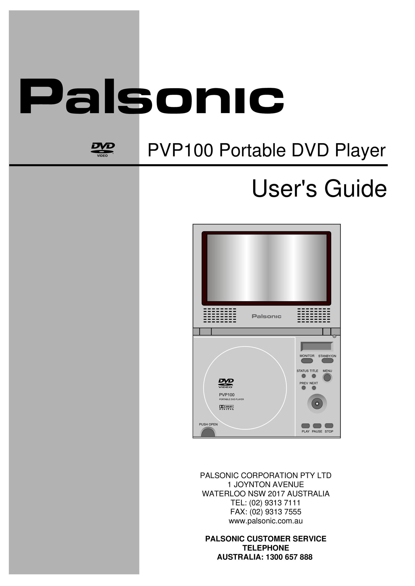 Palsonic PVP100 Portable DVD Player User Manual