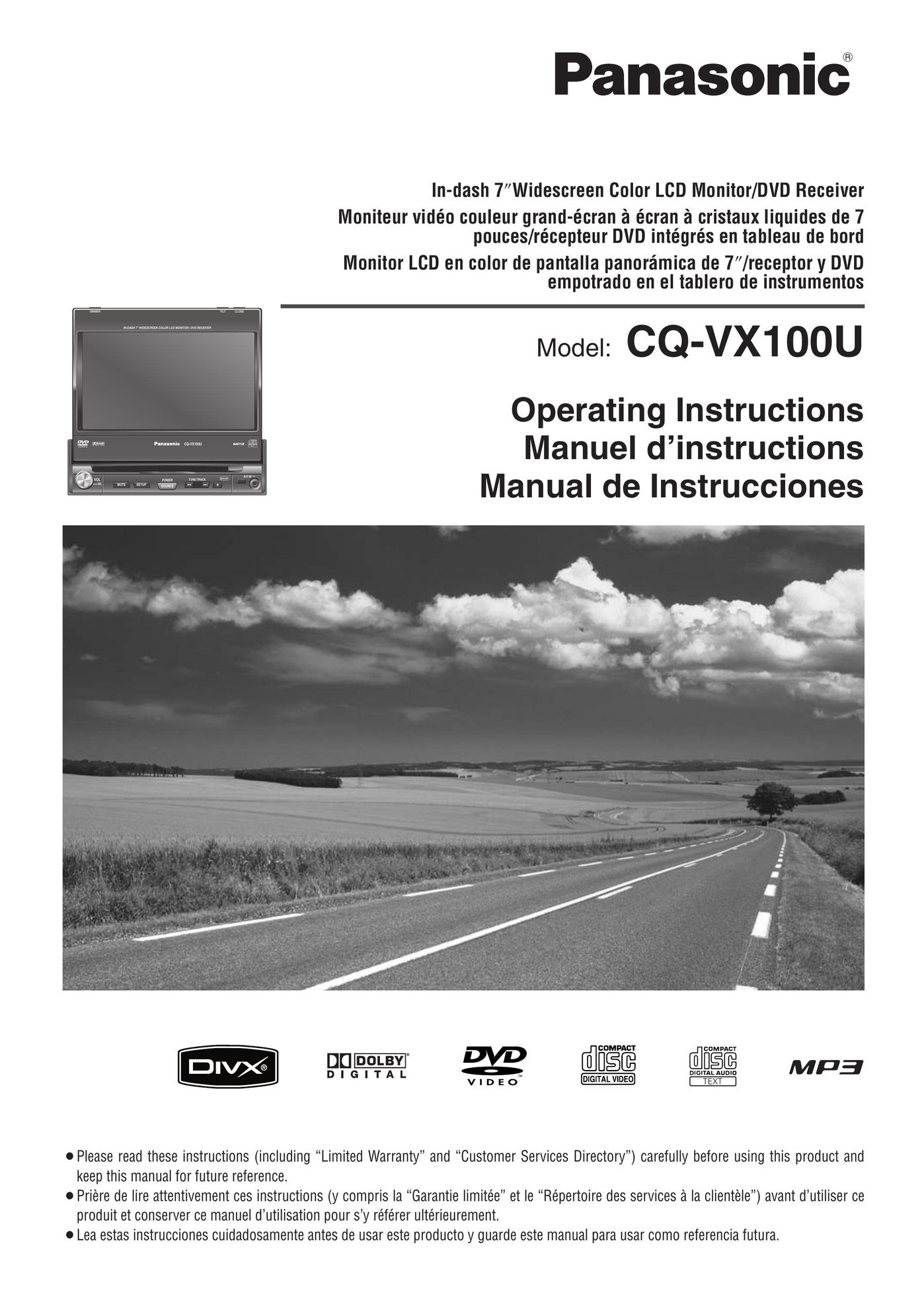 Panasonic CQ-VX100U Portable DVD Player User Manual