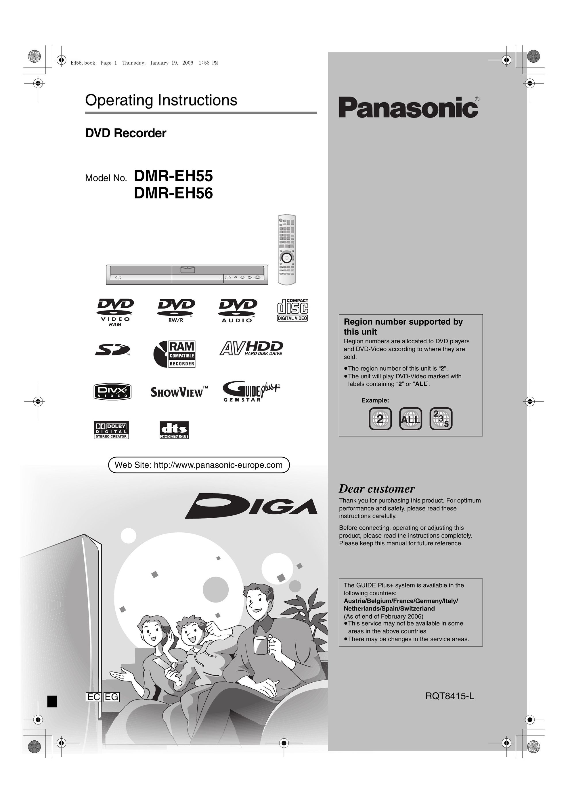 Panasonic DMR-EH56 Portable DVD Player User Manual