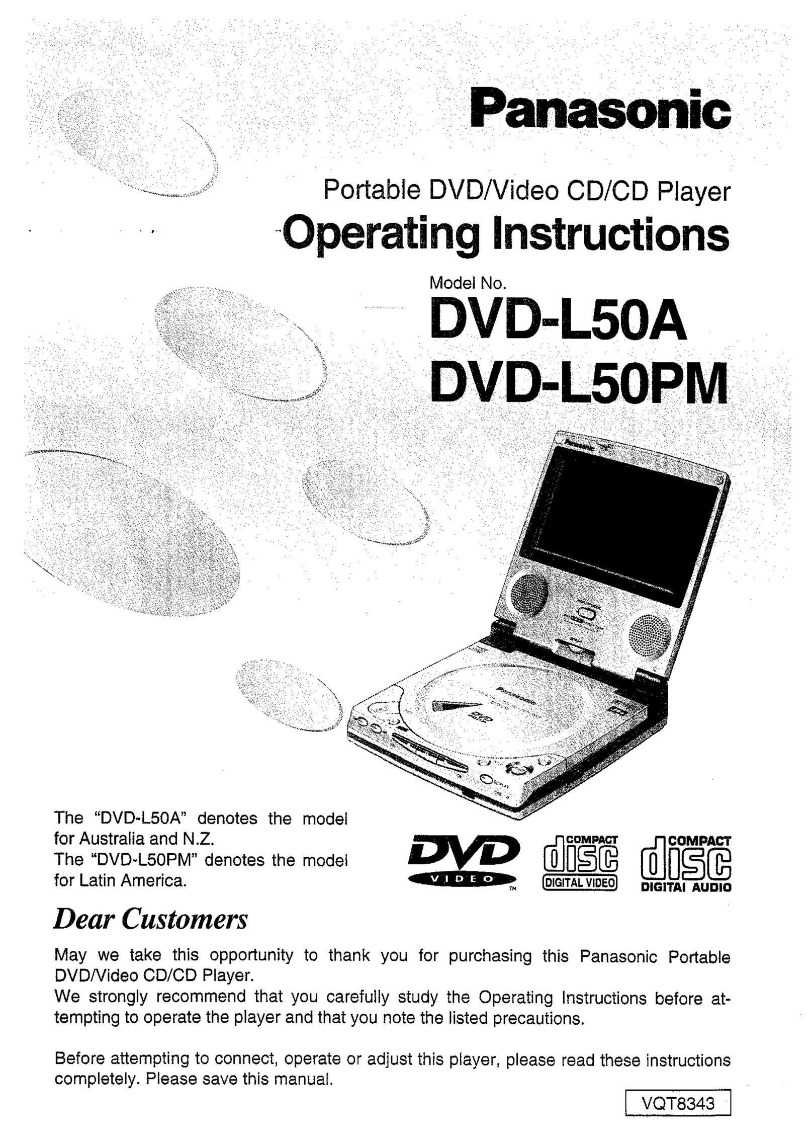 Panasonic DVD-L50A Portable DVD Player User Manual