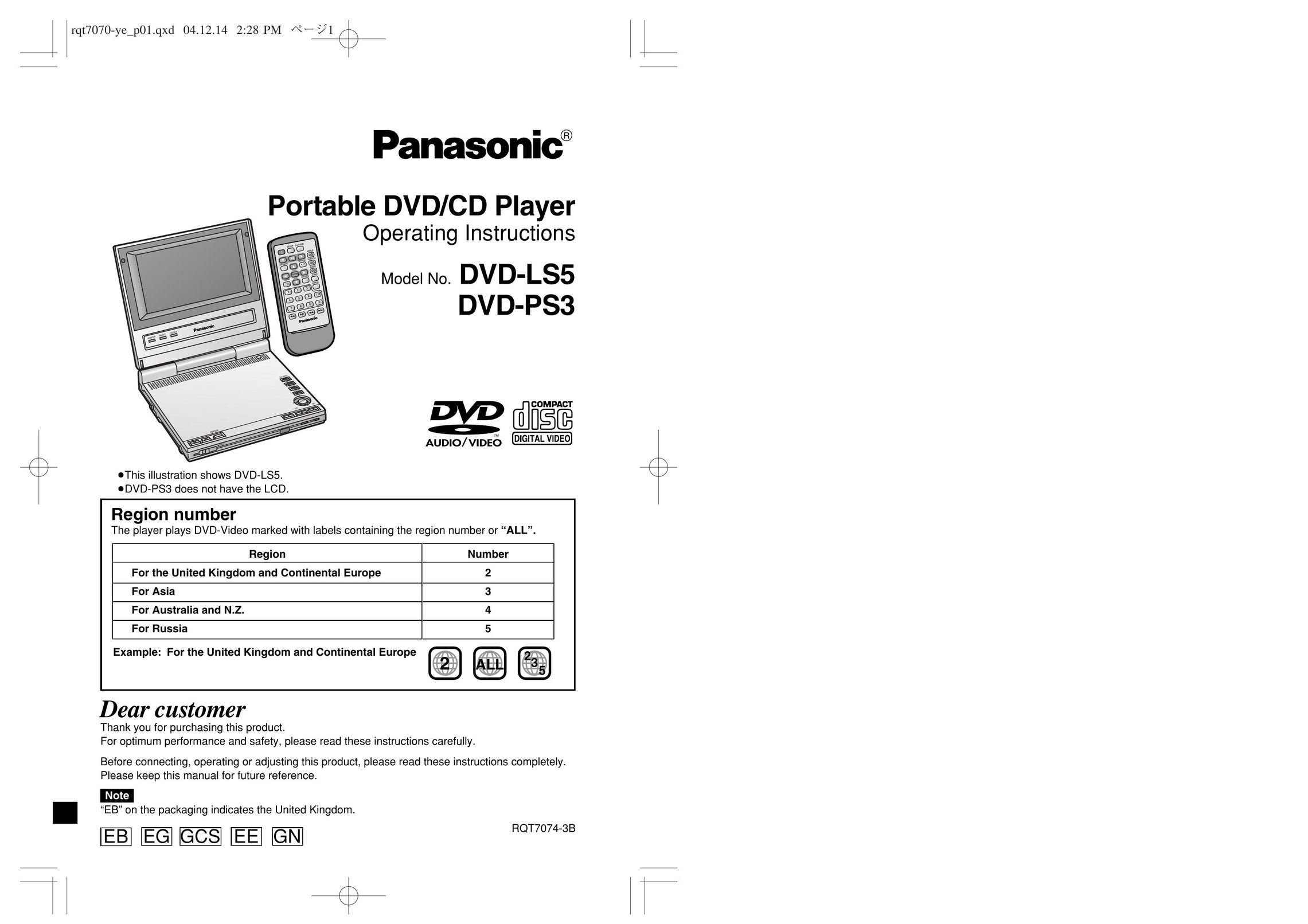 Panasonic DVD-PS3 Portable DVD Player User Manual