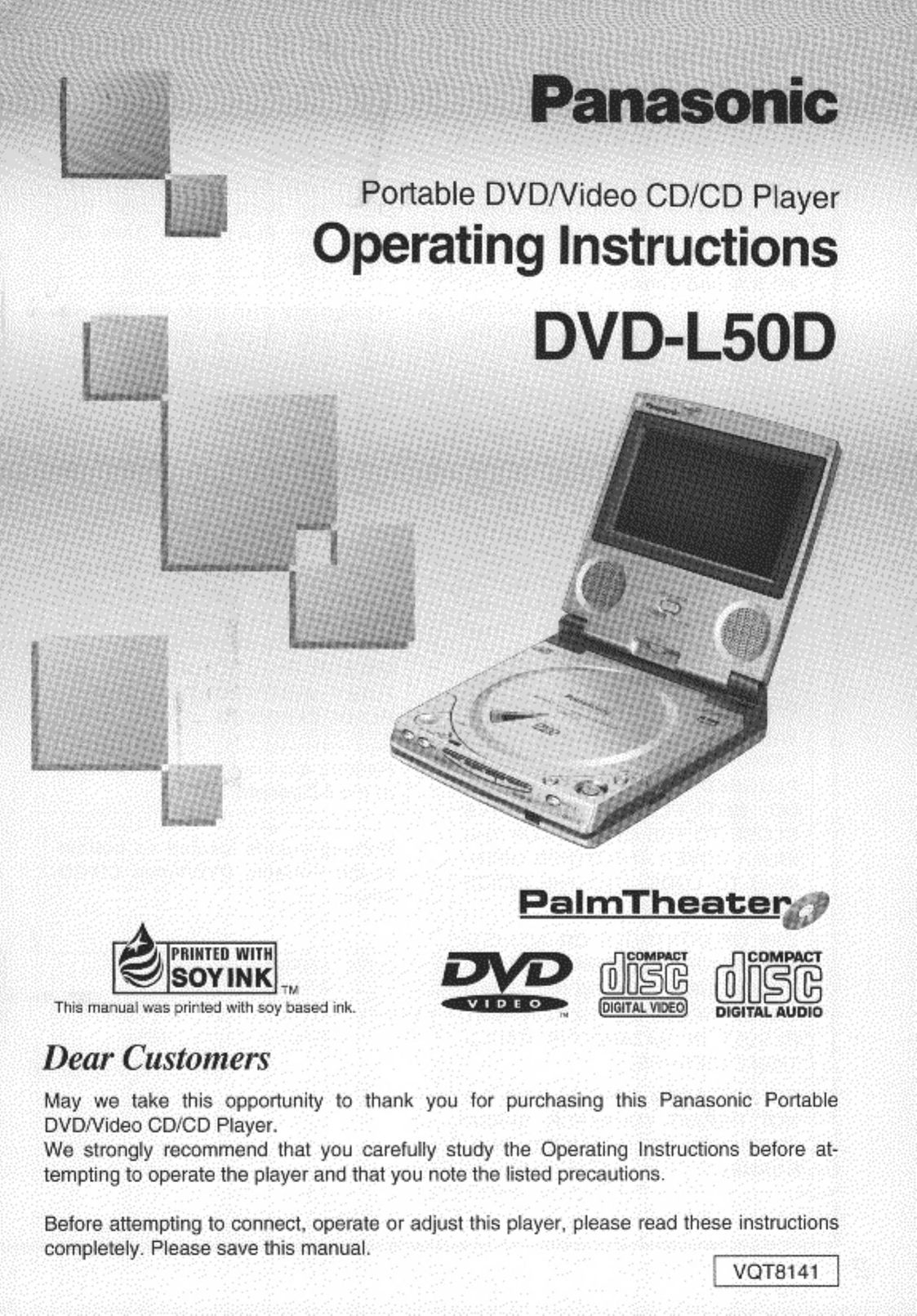 Panasonic DVDL50D Portable DVD Player User Manual