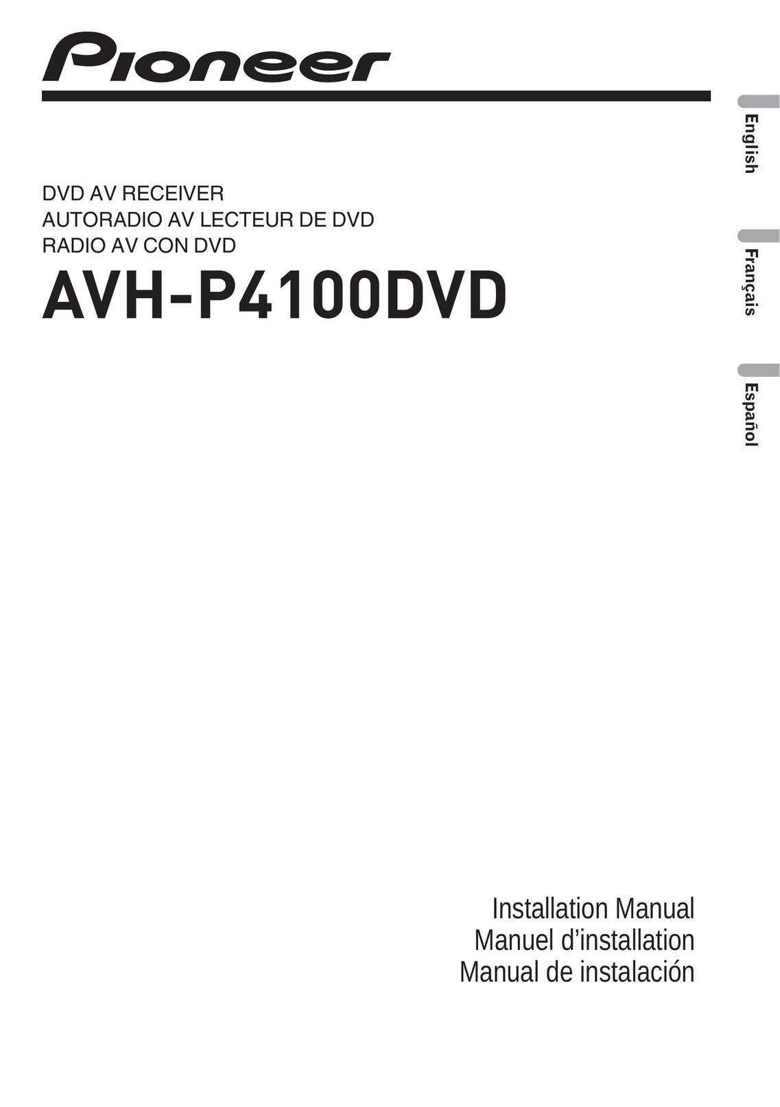 Pioneer AVH-P4100DVD Portable DVD Player User Manual