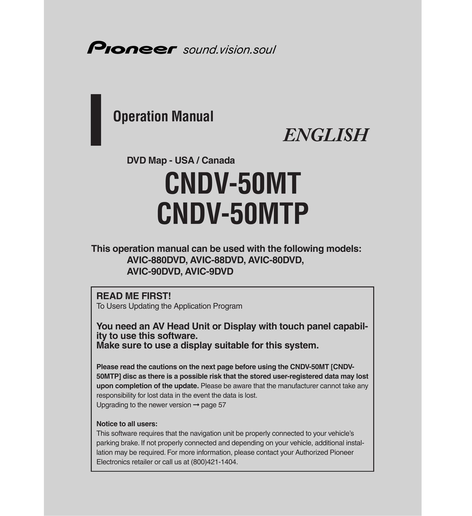 Pioneer CNDV-50MT Portable DVD Player User Manual