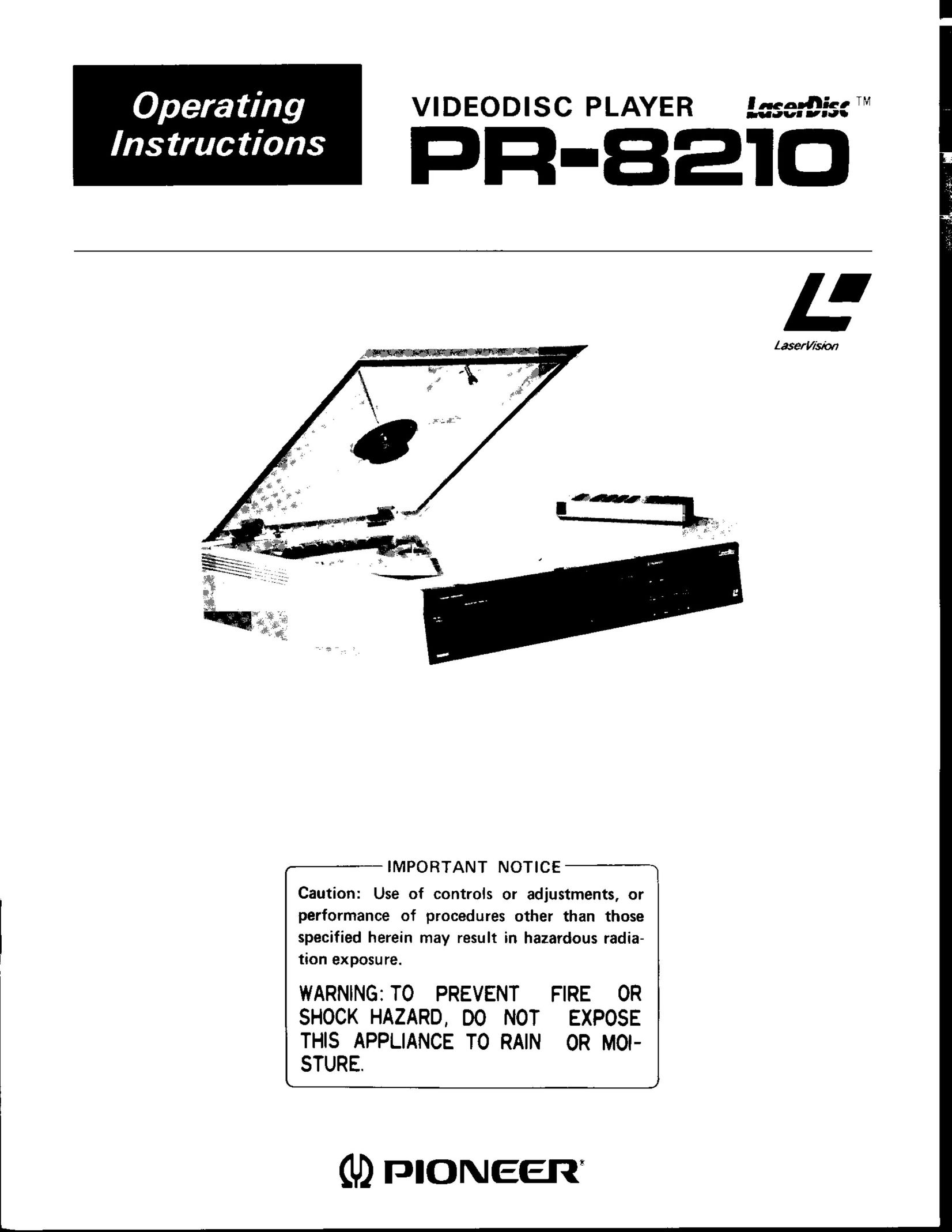 Pioneer PR-8210 Portable DVD Player User Manual