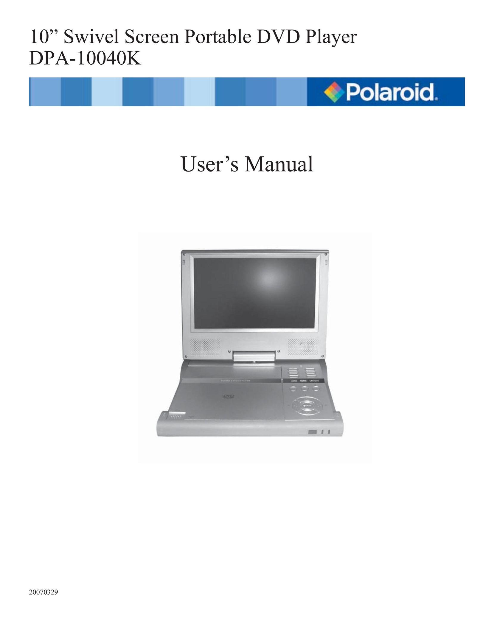 Polaroid DPA-10040K Portable DVD Player User Manual