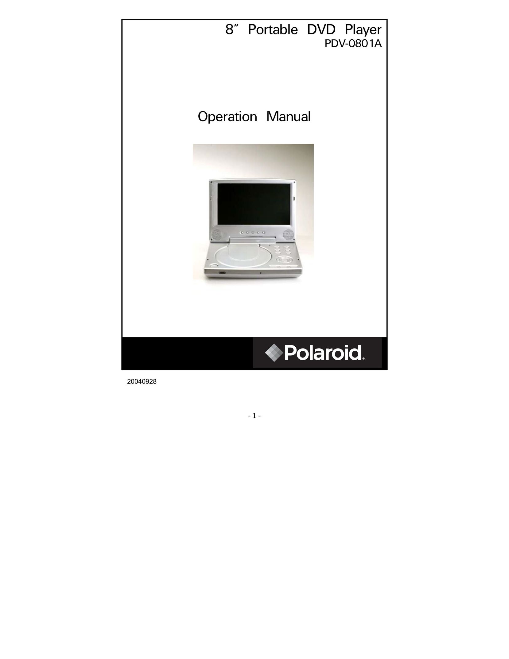 Polaroid PDV-0801A Portable DVD Player User Manual