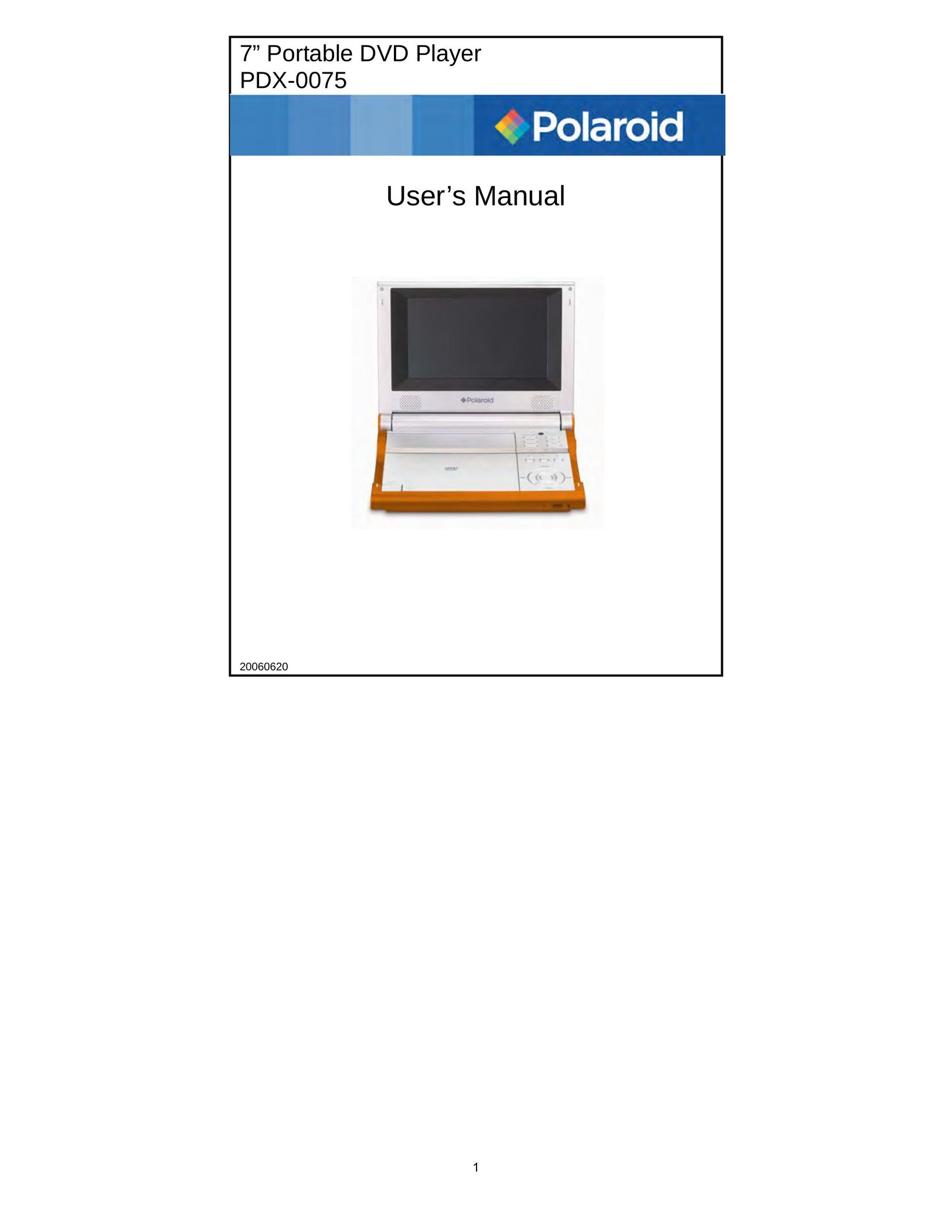 Polaroid PDX-0075 Portable DVD Player User Manual
