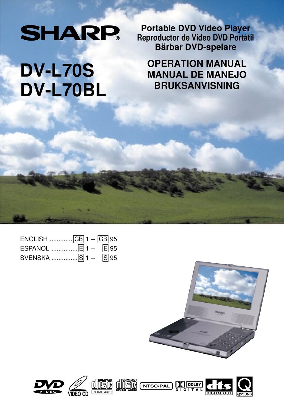 Sharp DV-L70BL Portable DVD Player User Manual