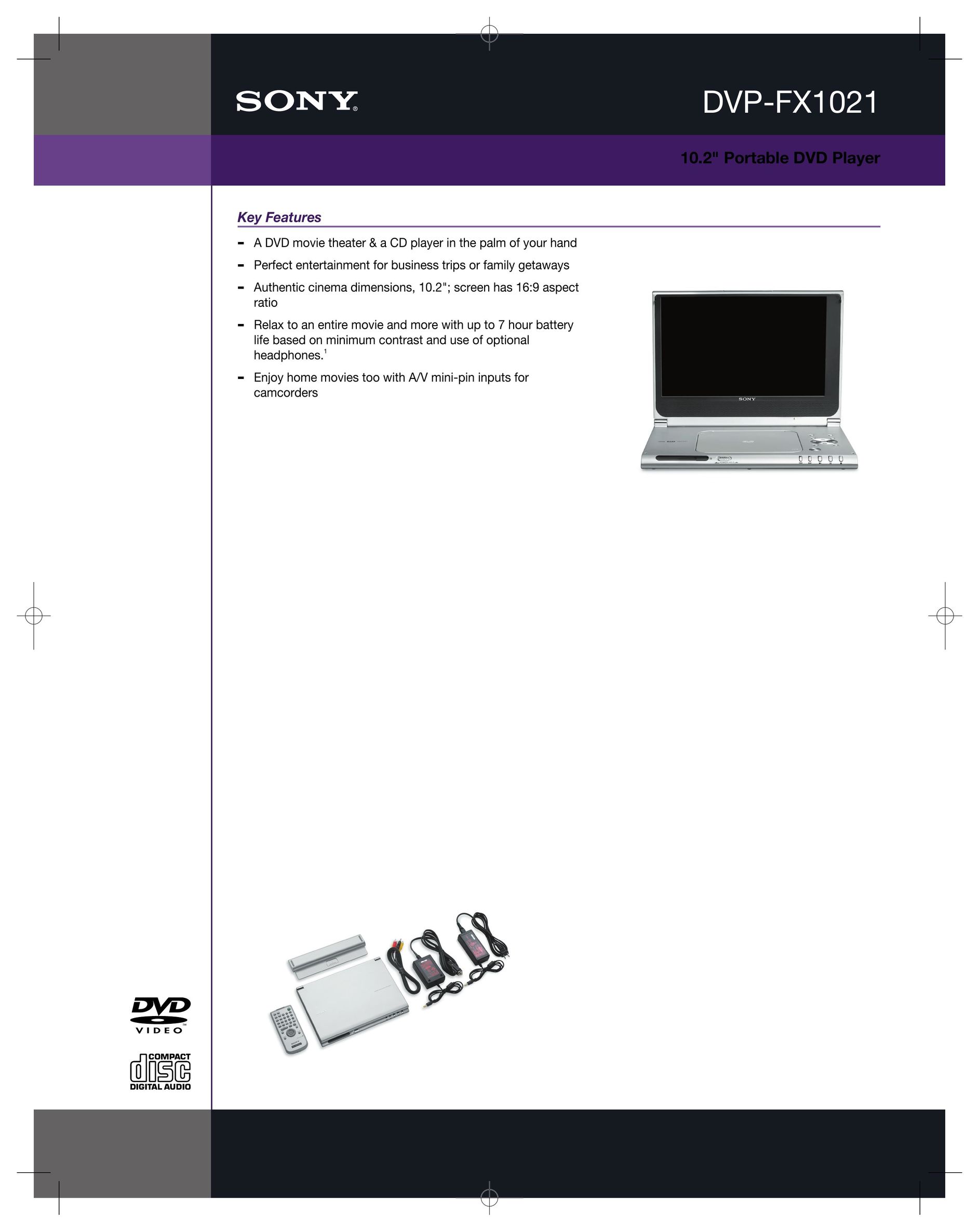 Sony DVP-FX1021 Portable DVD Player User Manual