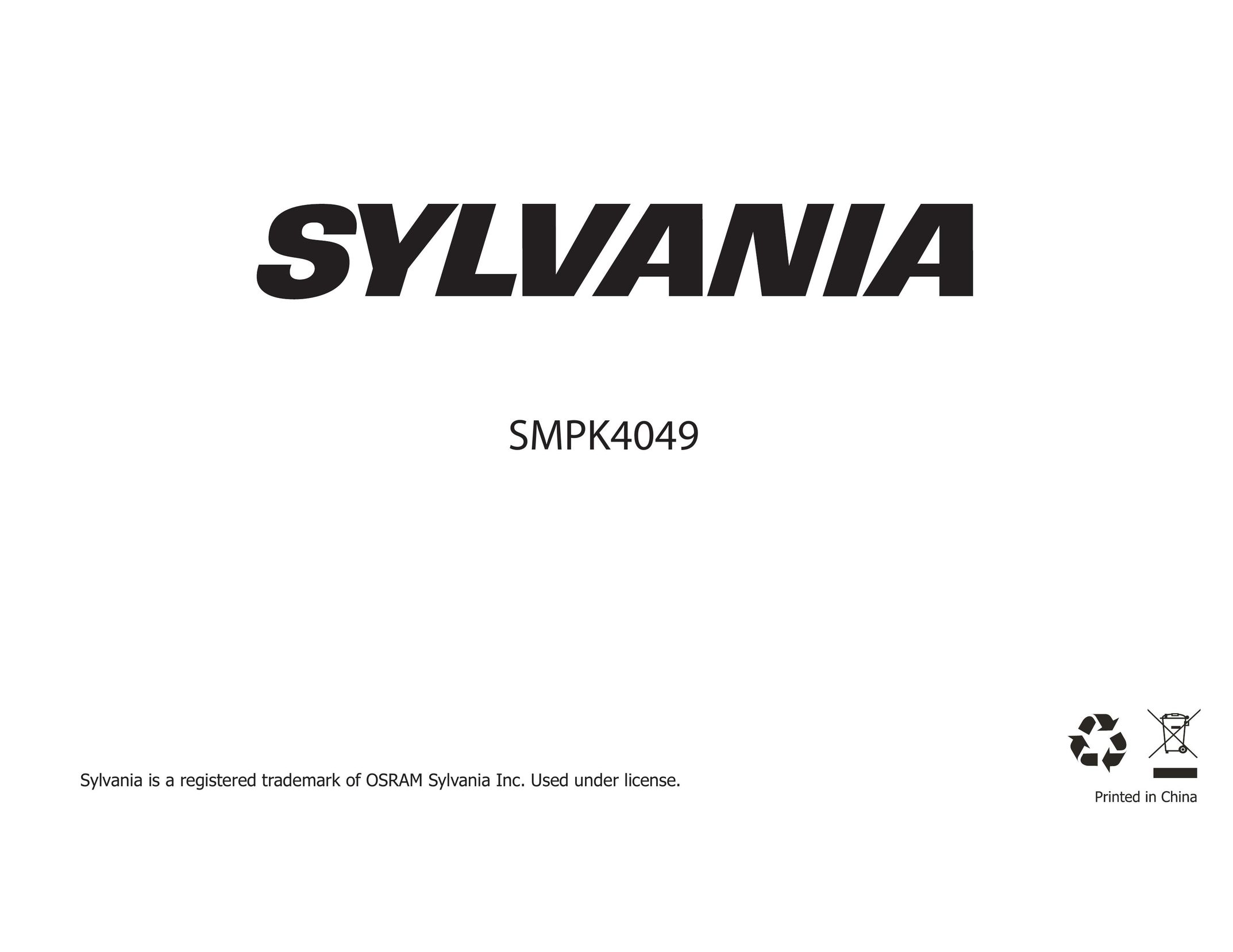 Sylvania SMPK4049 Portable DVD Player User Manual