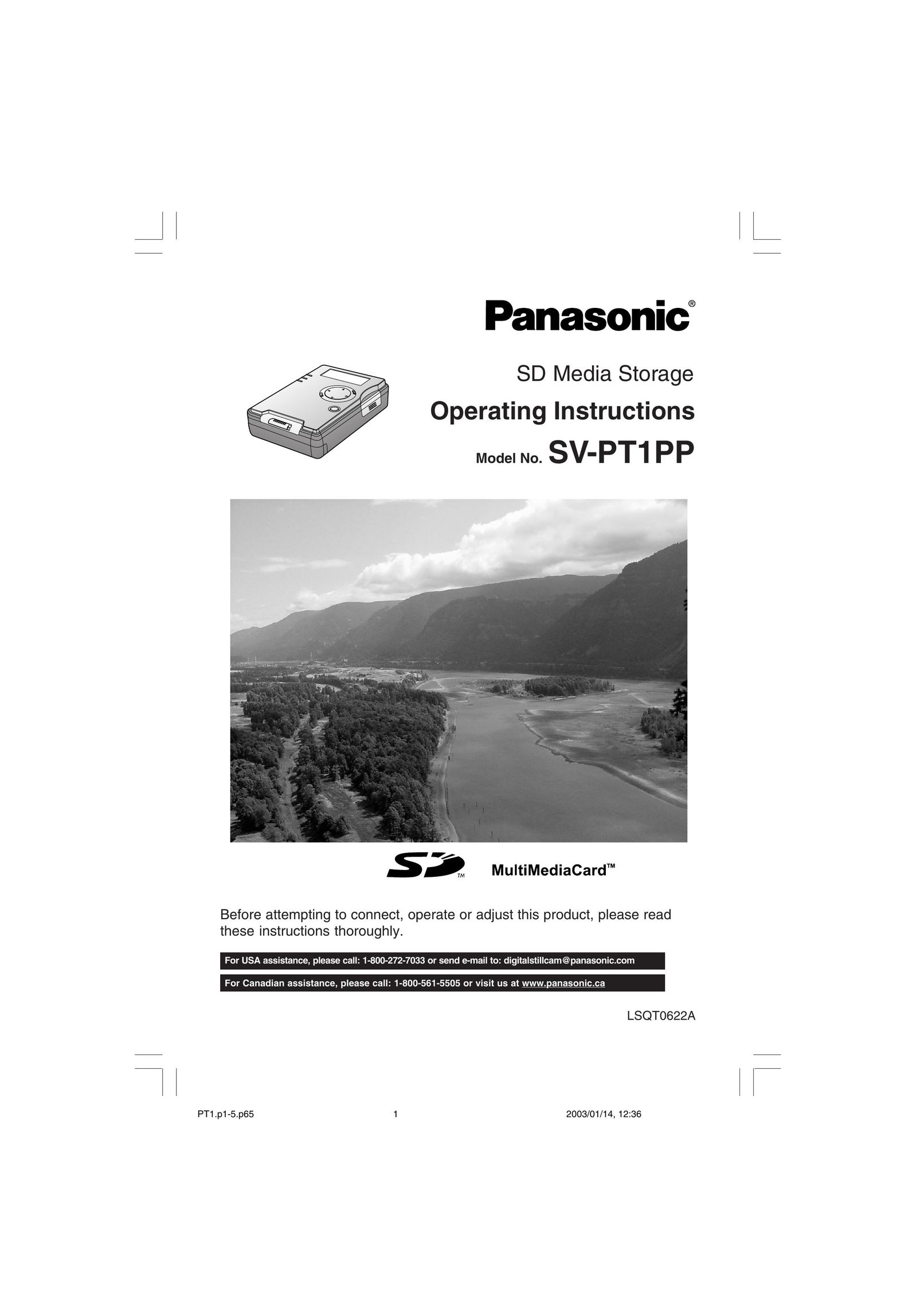 Panasonic SV-PT1PP Portable Media Storage User Manual