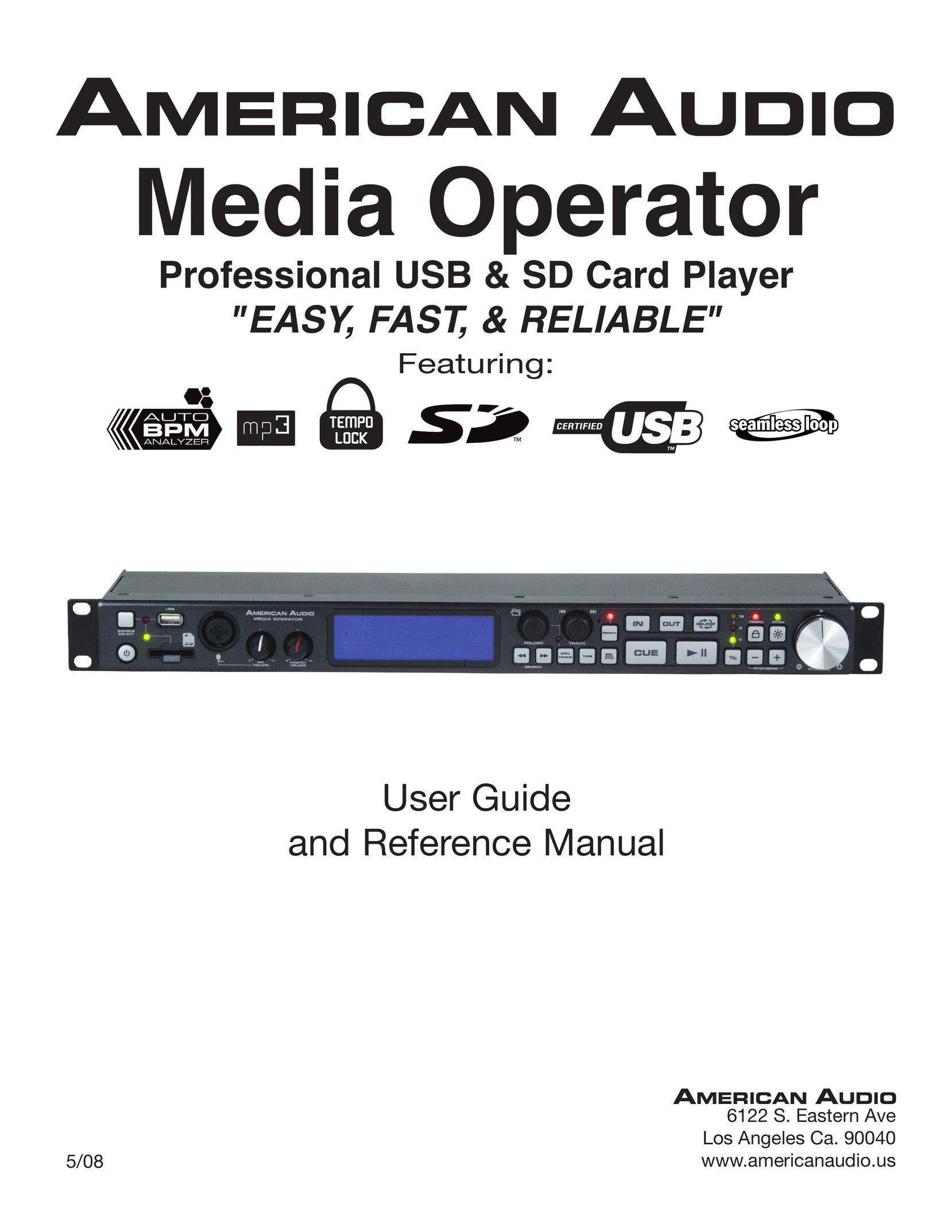 American Audio Media Operator Portable Multimedia Player User Manual