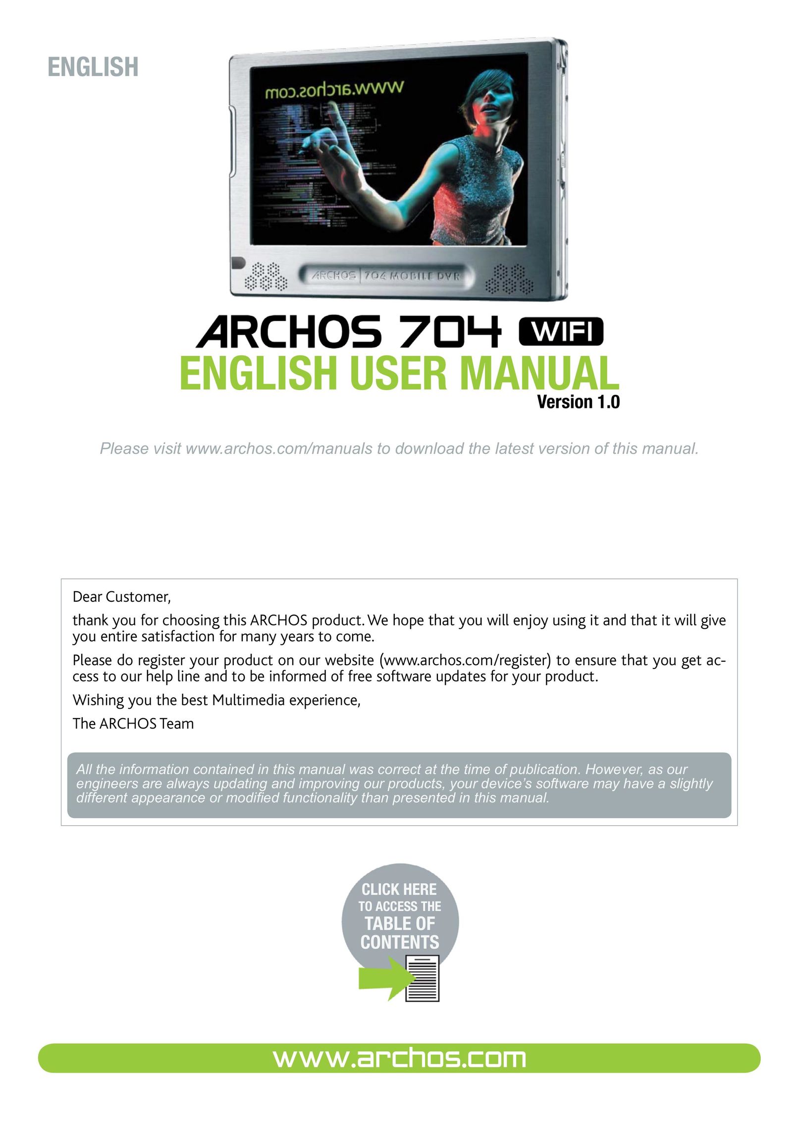 Archos 704 Portable Multimedia Player User Manual