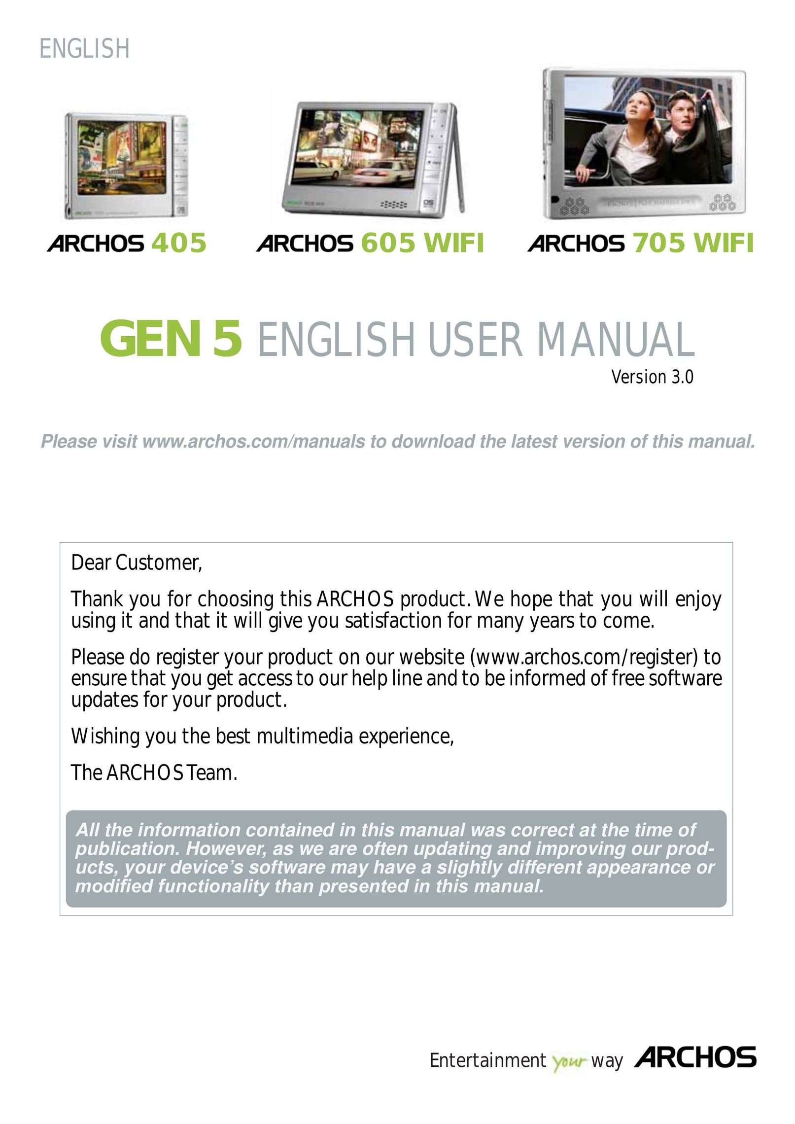 Archos 705 WIFI Portable Multimedia Player User Manual