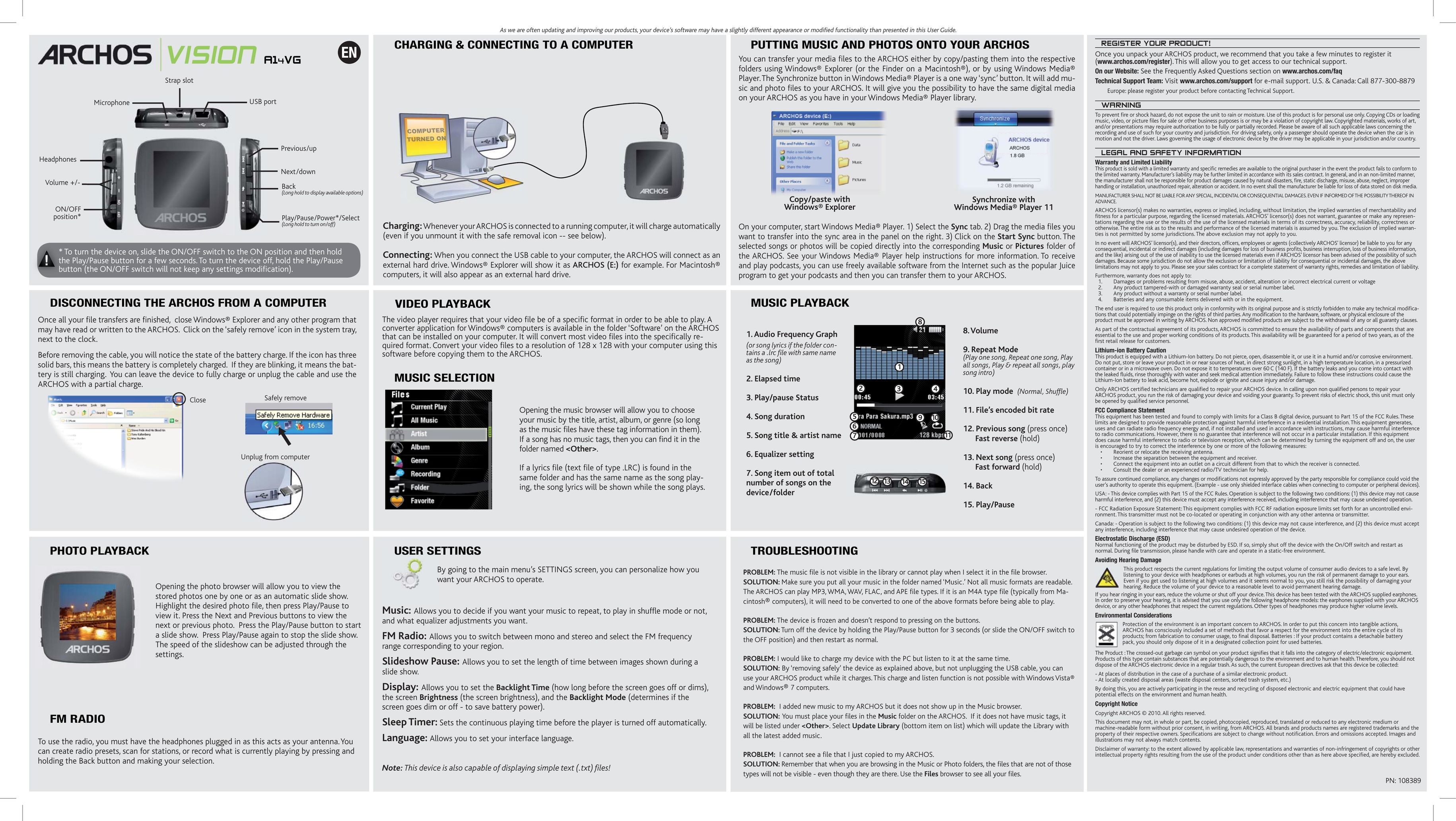 Archos A14VG Portable Multimedia Player User Manual