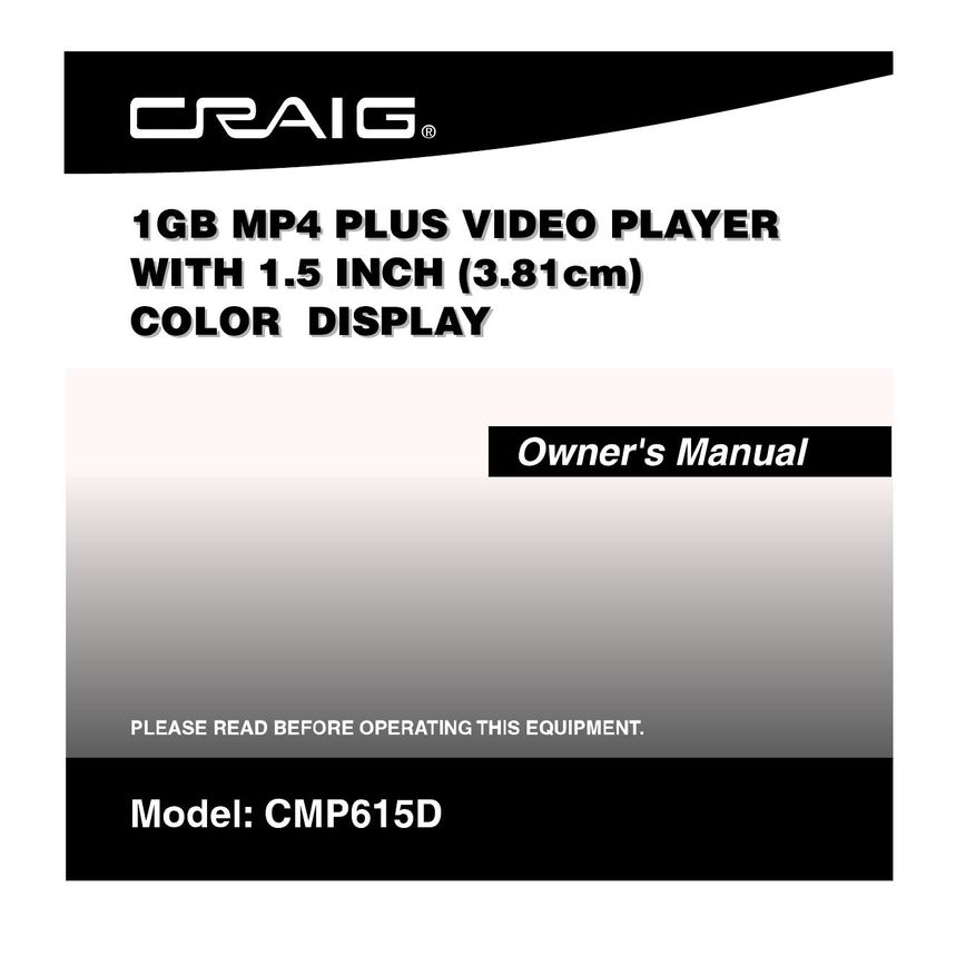Craig CMP615D Portable Multimedia Player User Manual