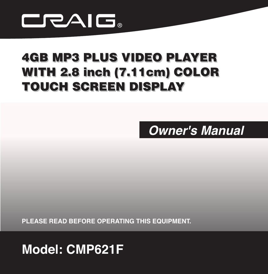 Craig CMP621F Portable Multimedia Player User Manual