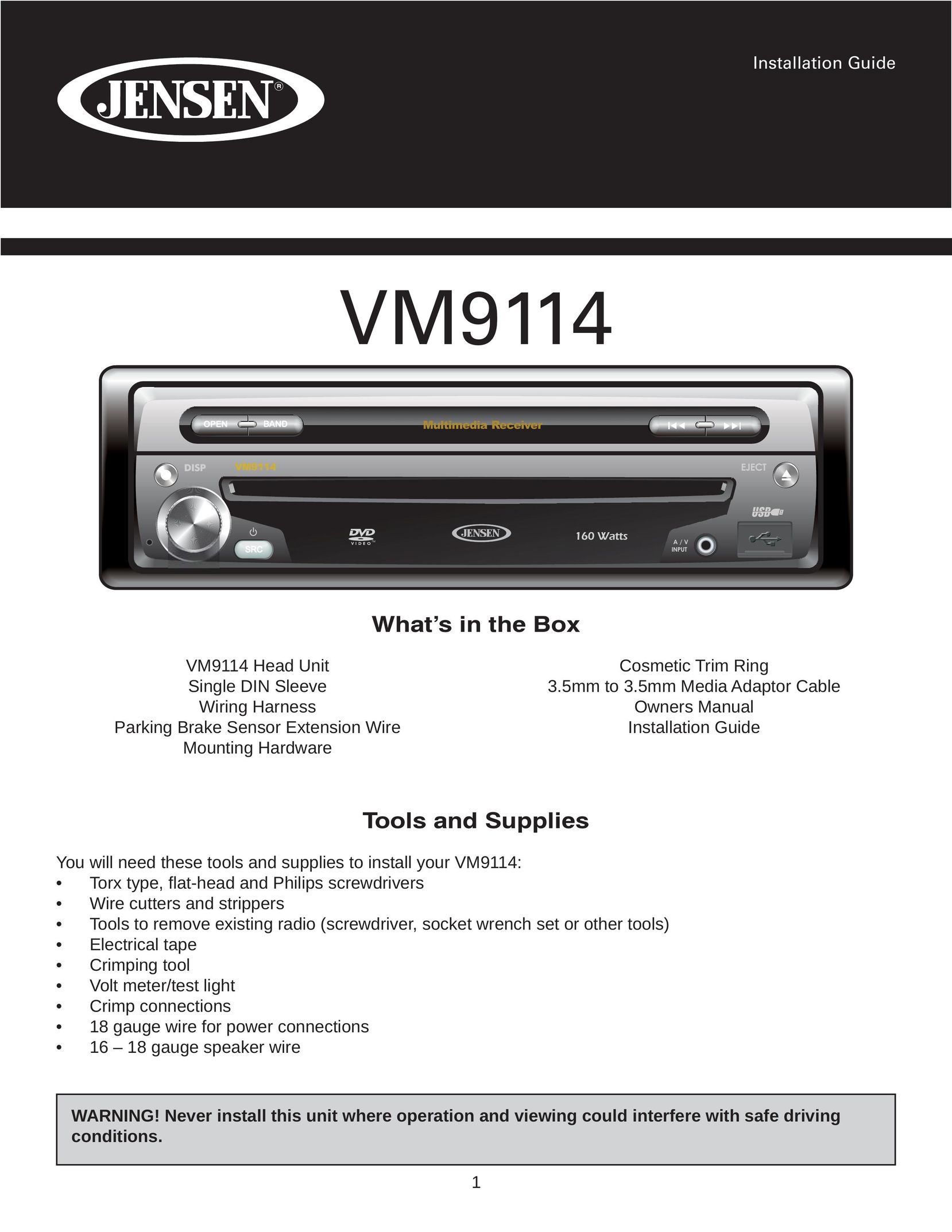 Jensen VM9114 Portable Multimedia Player User Manual