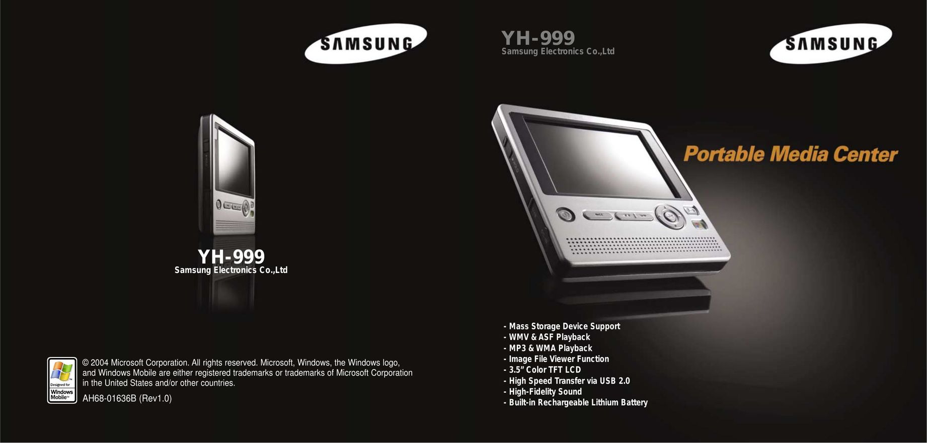 Samsung YH-999 Portable Multimedia Player User Manual