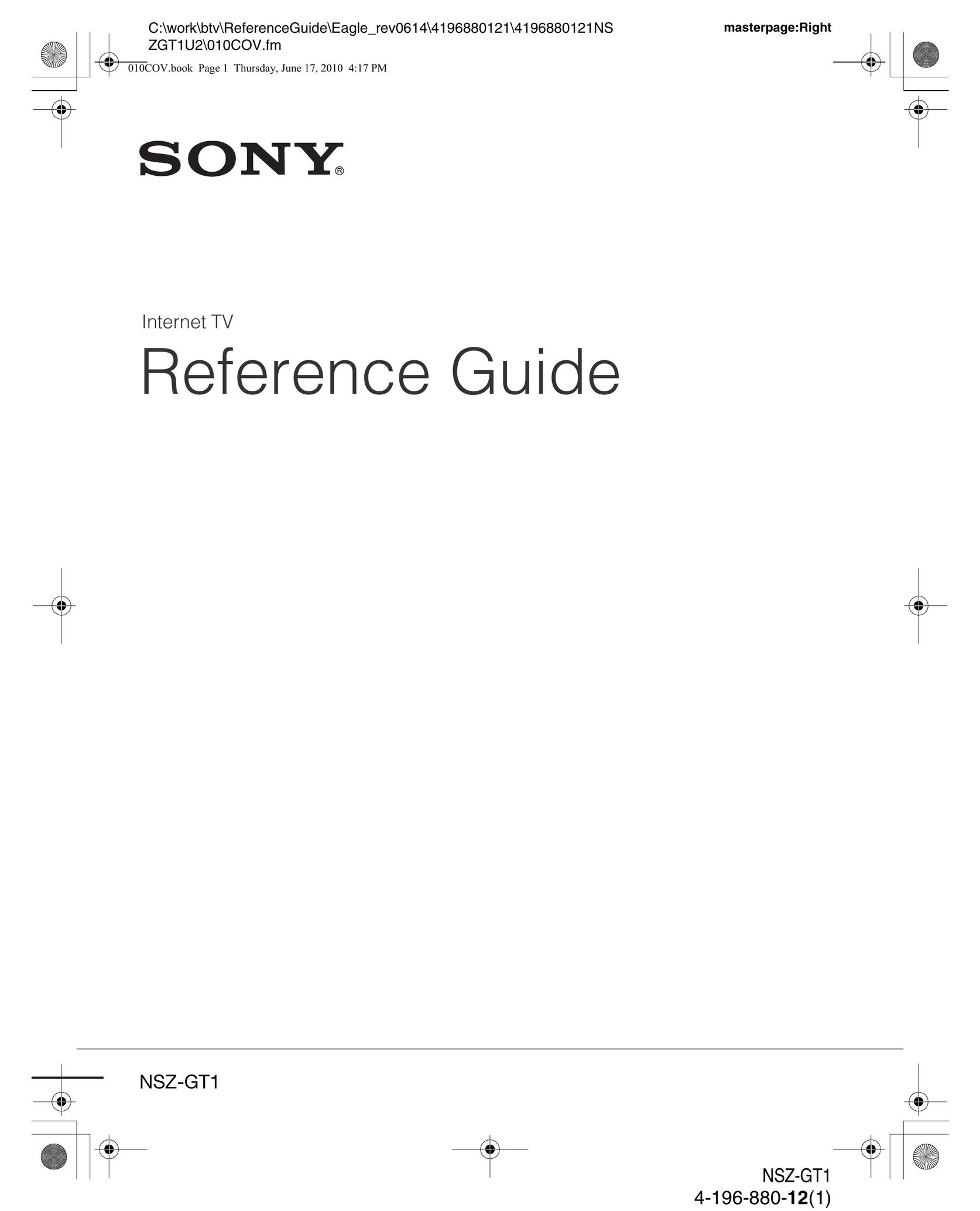 Sony NSZ-GT1 Portable Multimedia Player User Manual