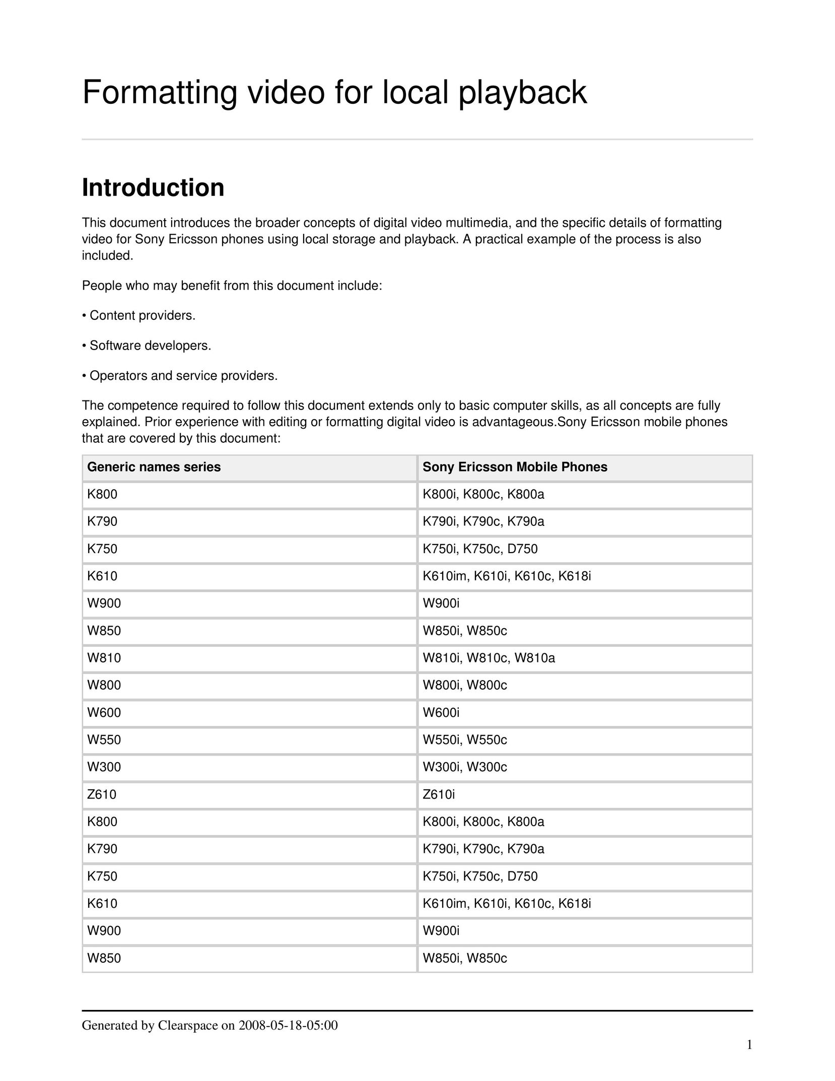 Sony Ericsson W810c Portable Multimedia Player User Manual