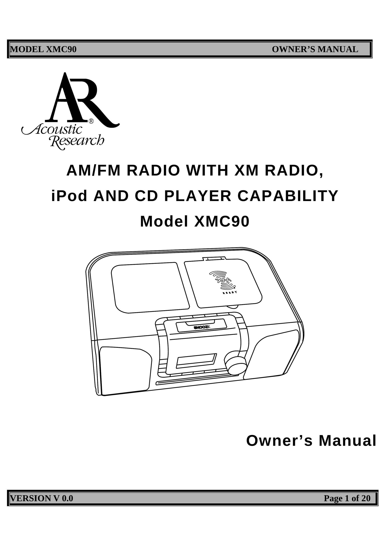 Acoustic Research XMC90 Portable Radio User Manual