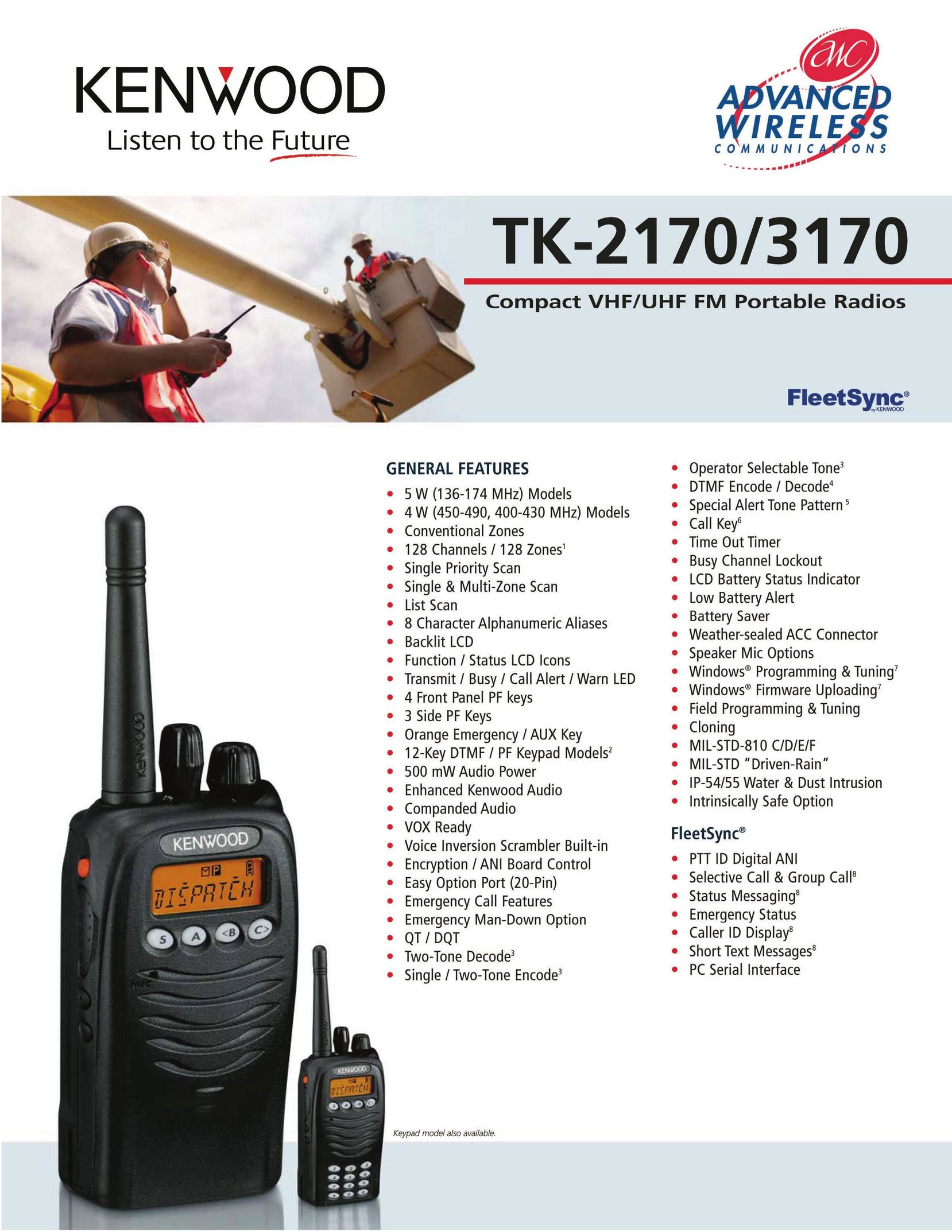 Advanced Wireless Solutions TK-2170/3170 Portable Radio User Manual