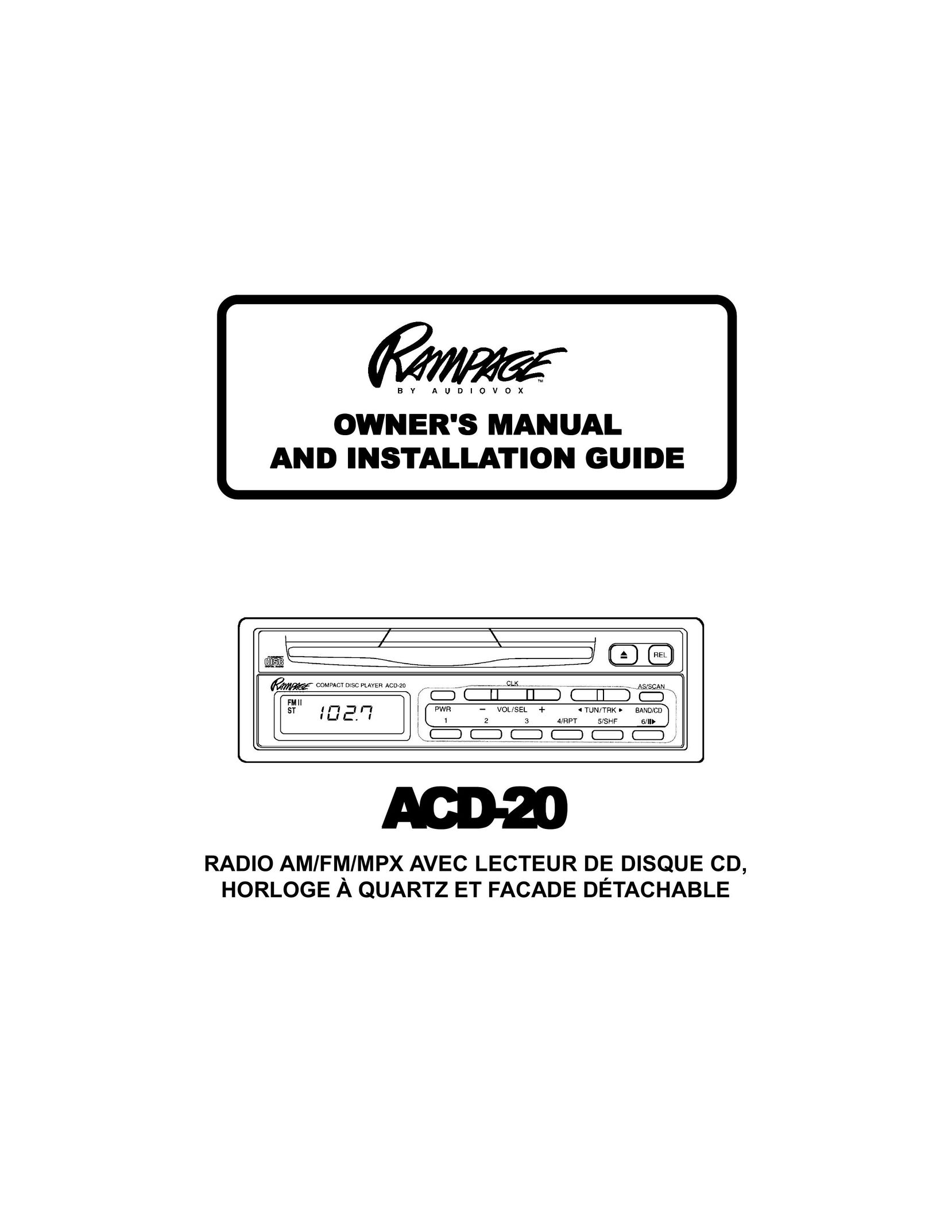 Audiovox ACD-20 Portable Radio User Manual