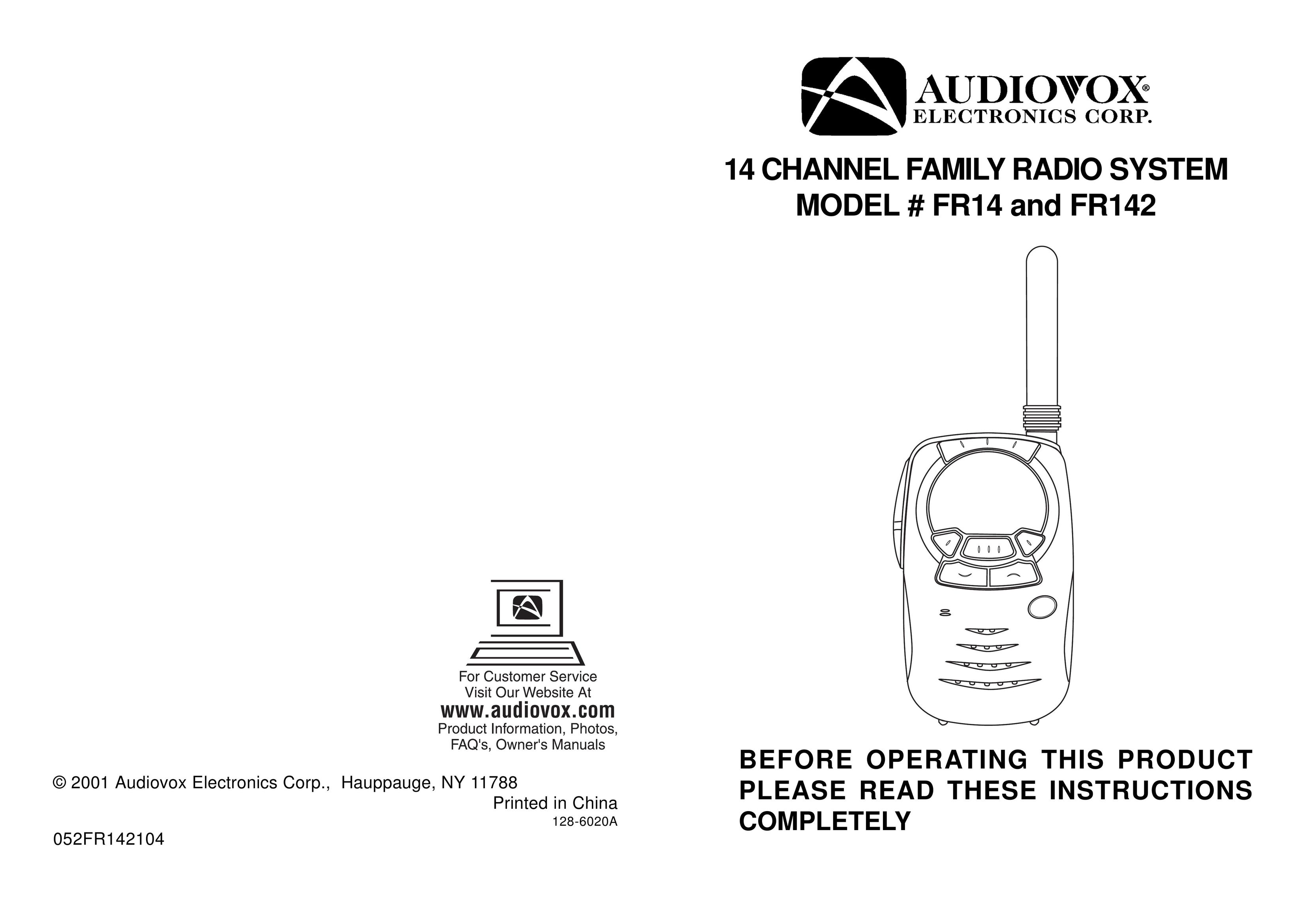 Audiovox FR14 Portable Radio User Manual
