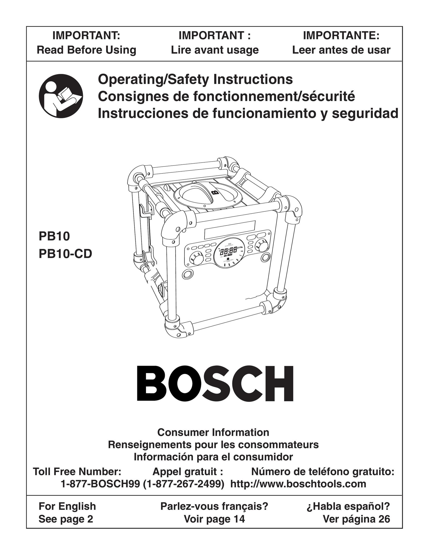 Bosch Appliances PB10 Portable Radio User Manual