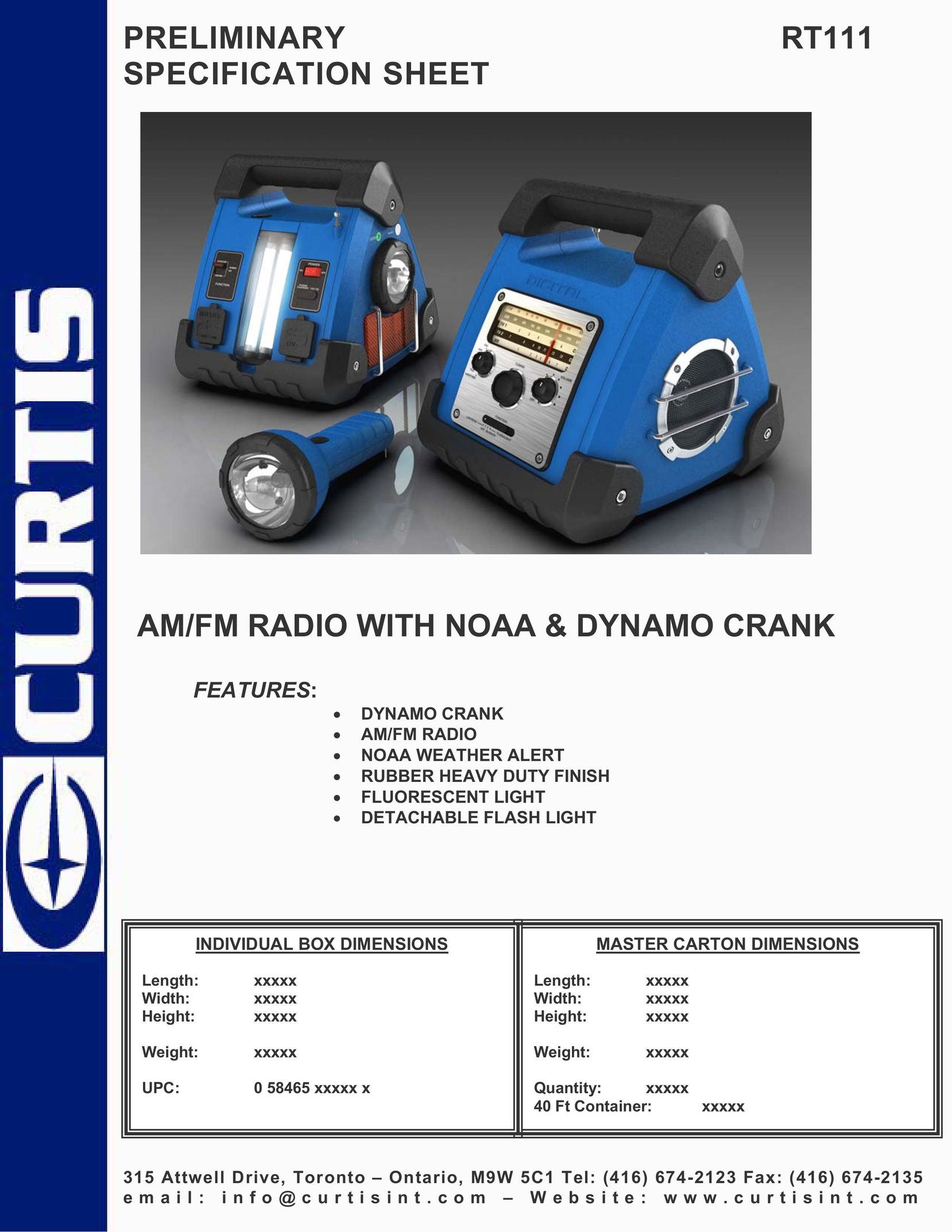 Curtis RT111 Portable Radio User Manual