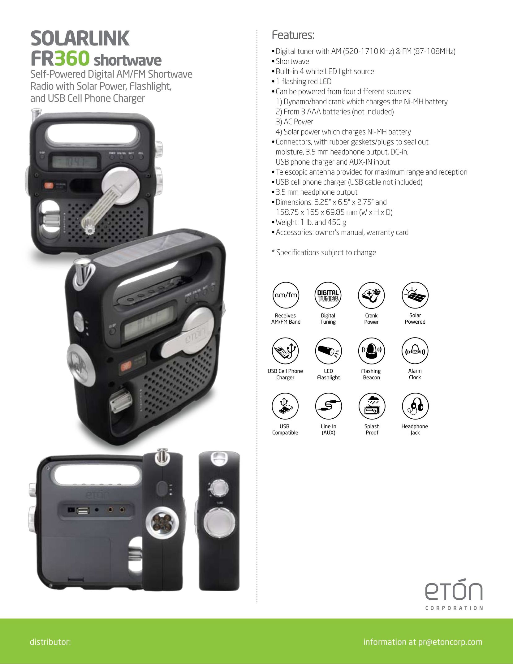 Eton FR360 Portable Radio User Manual