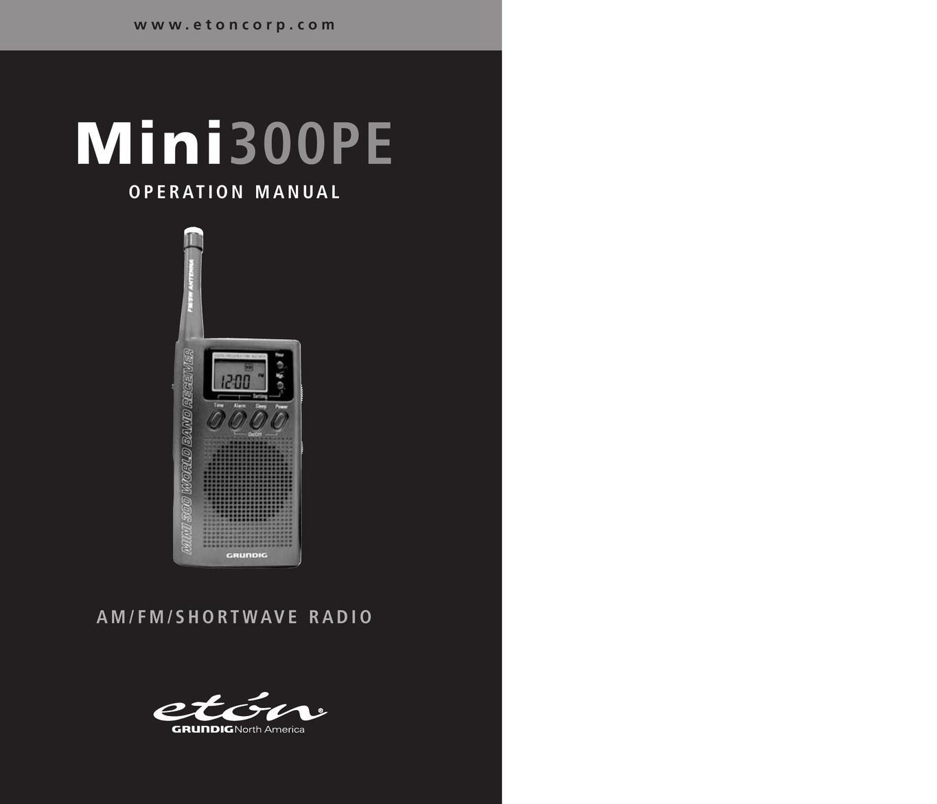 Eton Mini300PE Portable Radio User Manual