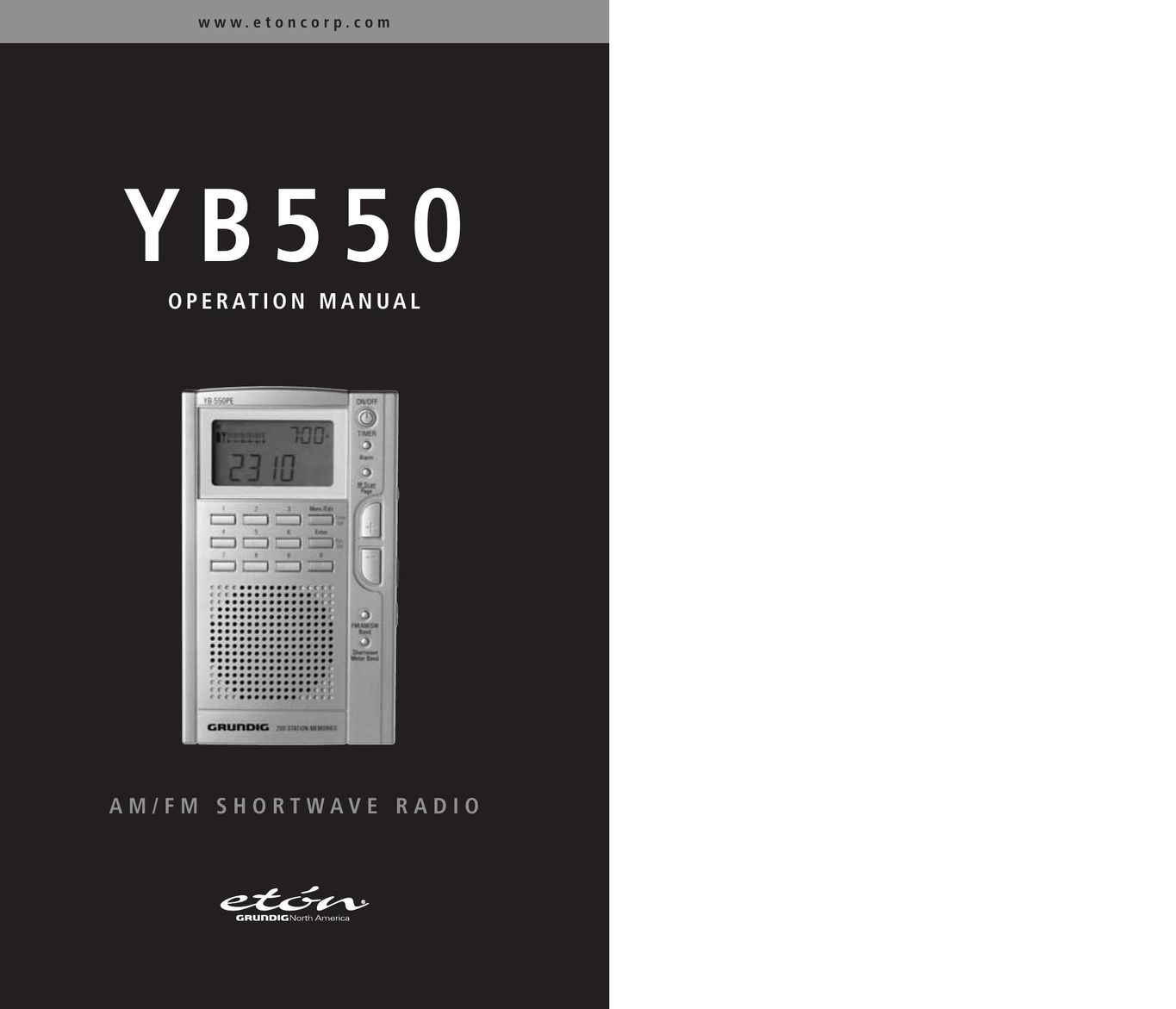 Eton YB550 Portable Radio User Manual