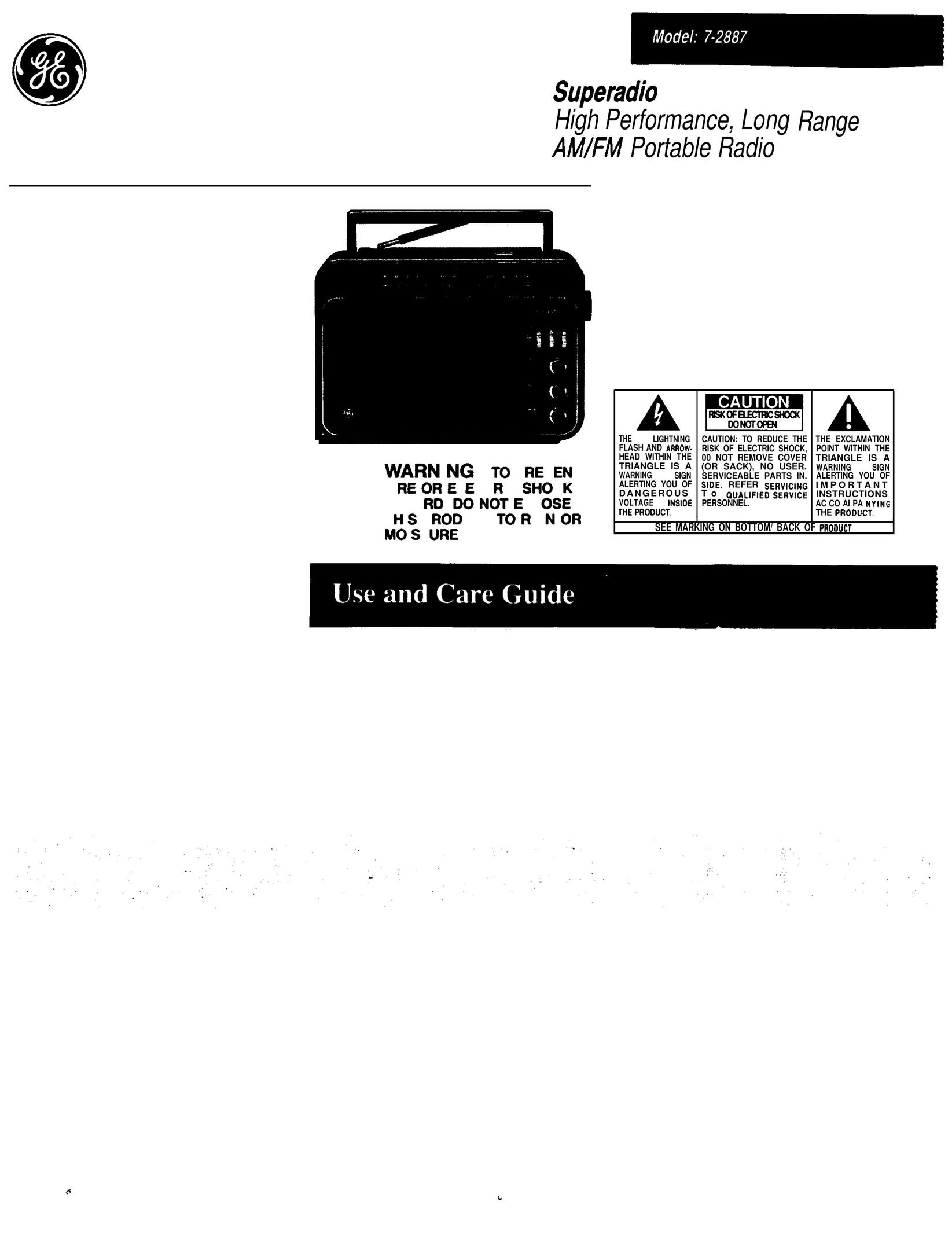 GE 7-2867 Portable Radio User Manual