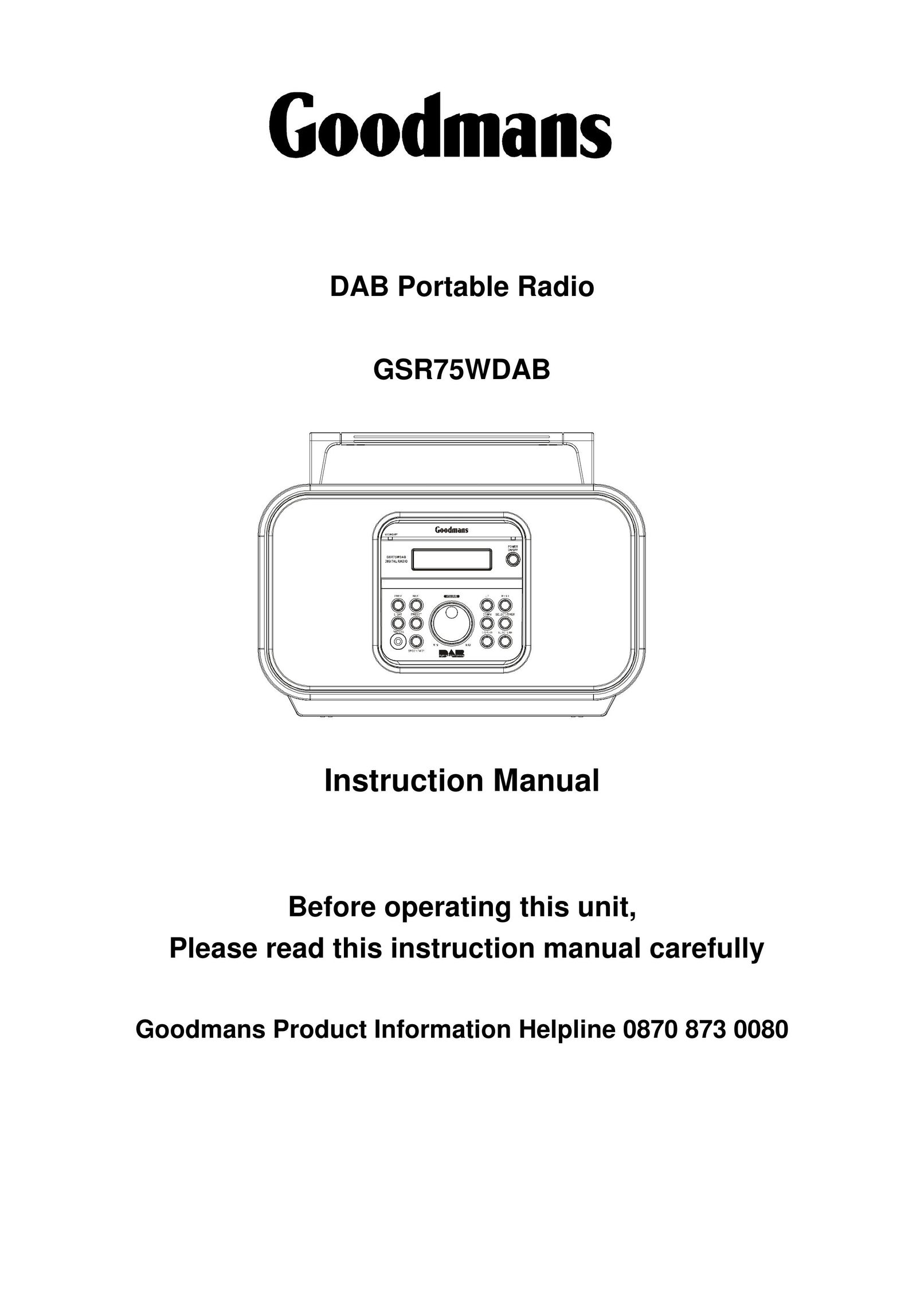 Goodmans GSR75WDAB Portable Radio User Manual