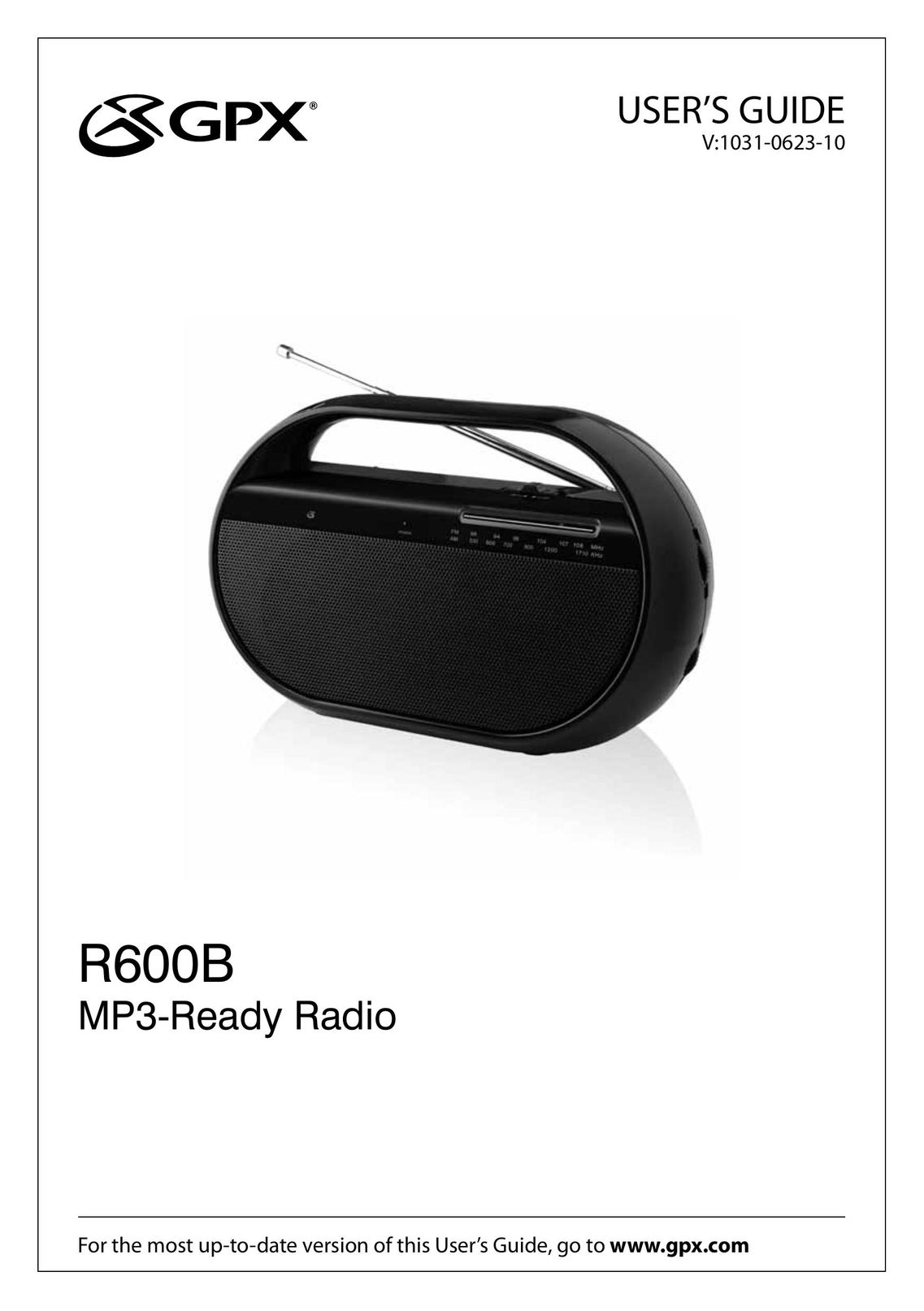 GPX R600B Portable Radio User Manual