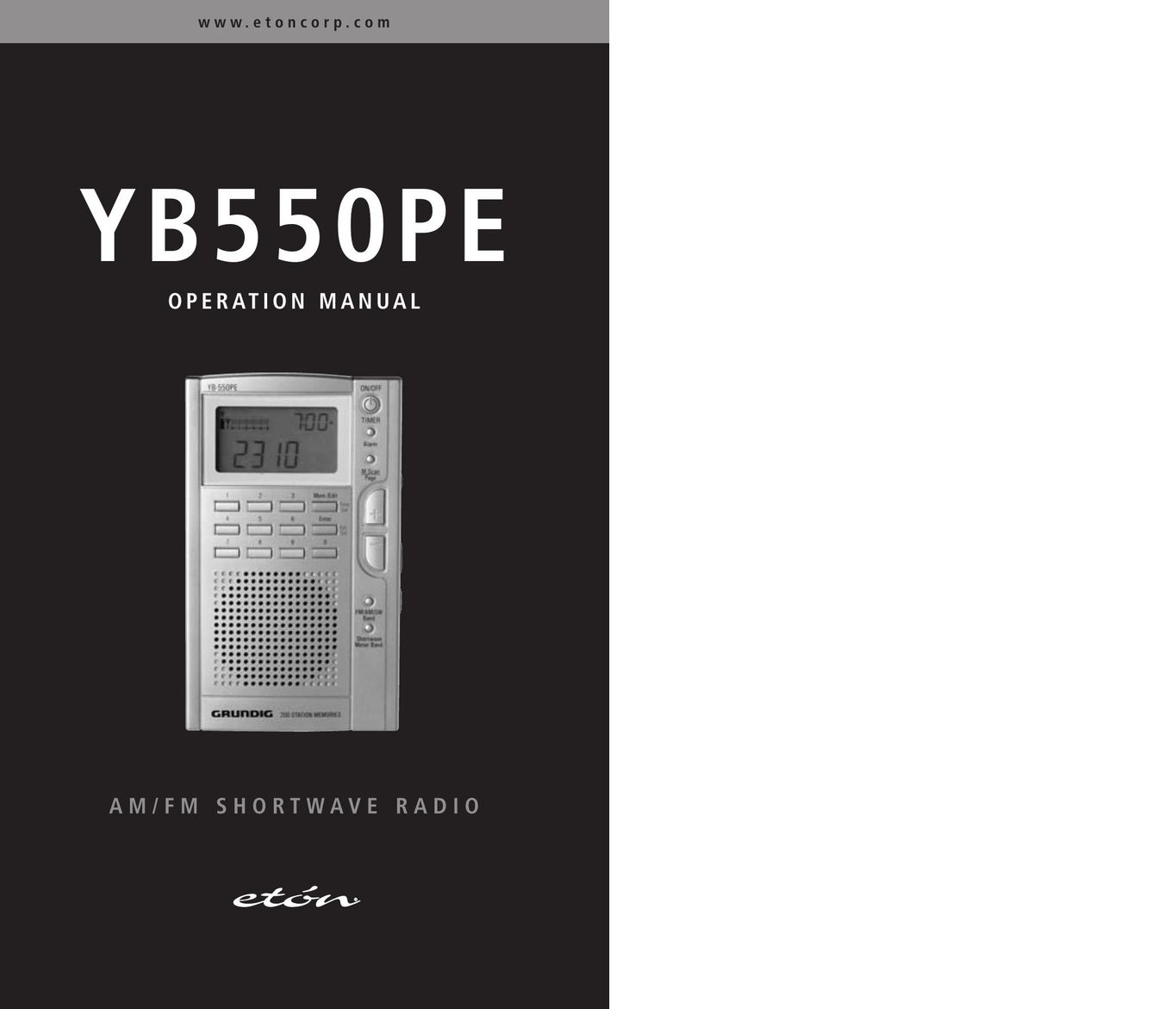 Grundig YB550PE Portable Radio User Manual