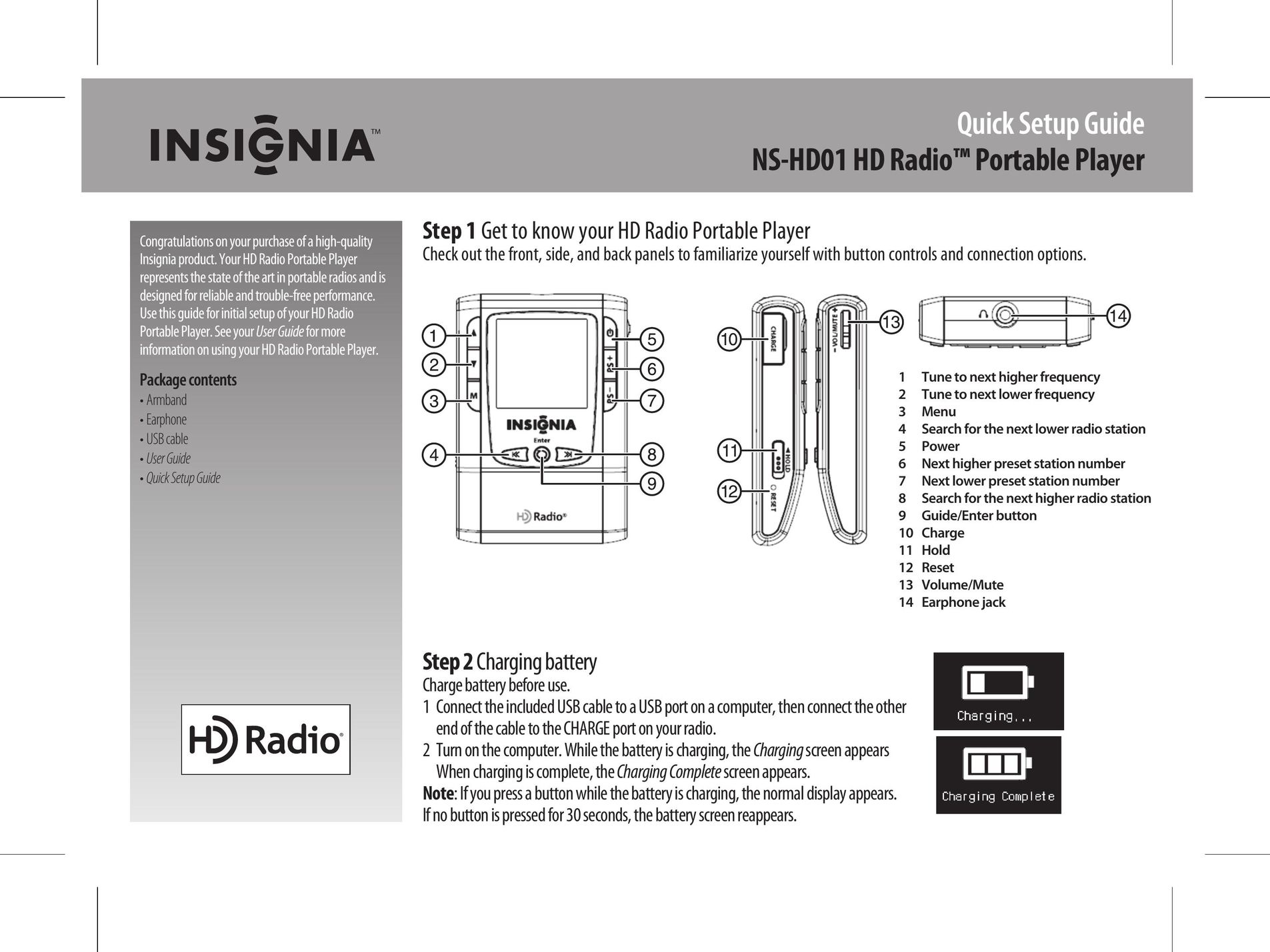 Insignia NS-HD01 Portable Radio User Manual