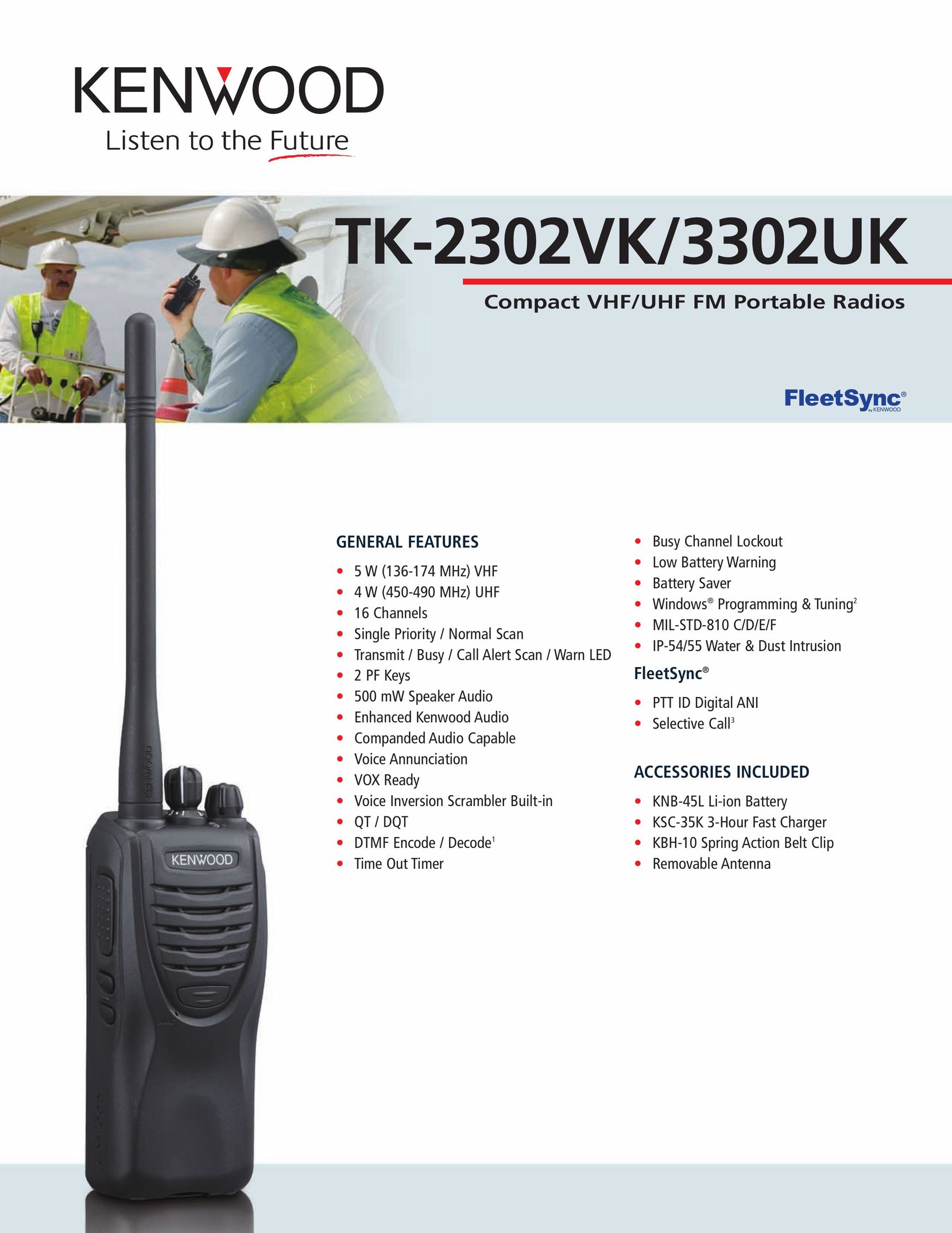 Kenwood TK-3302UK Portable Radio User Manual