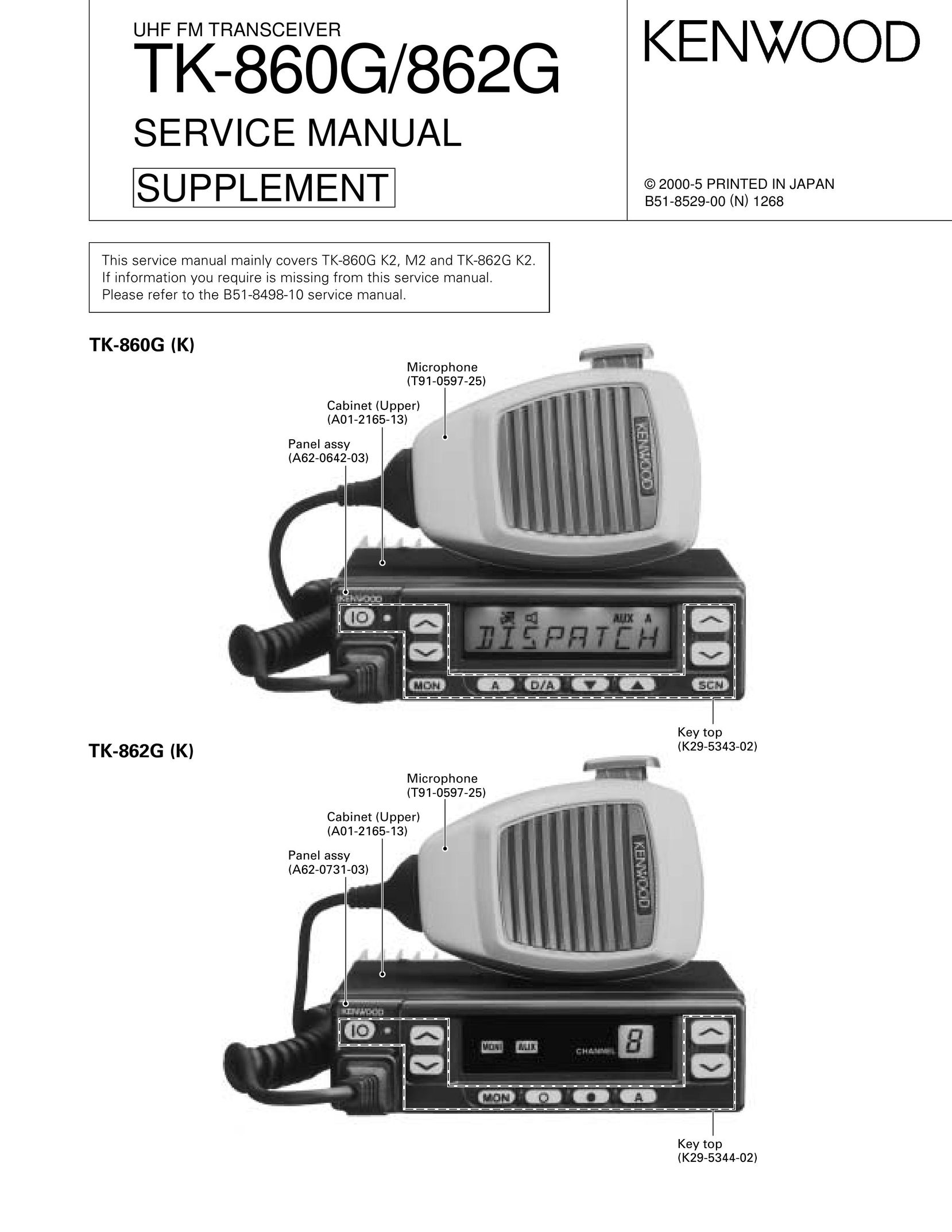 Kenwood TK-862G Portable Radio User Manual