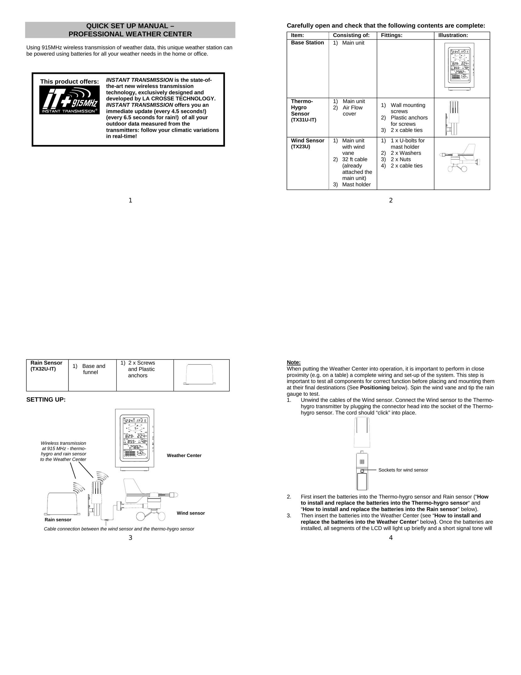 La Crosse Technology TX31U-IT Portable Radio User Manual