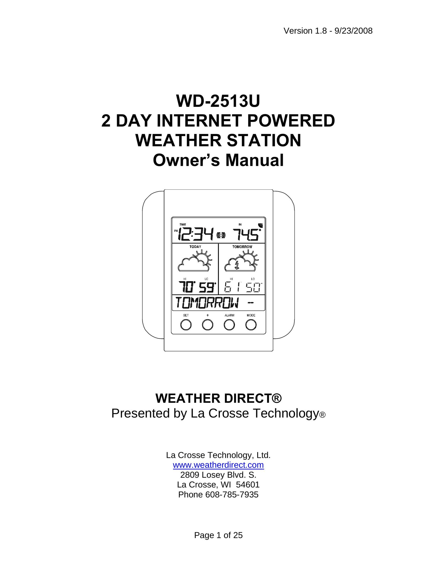 La Crosse Technology WD-2513U Portable Radio User Manual