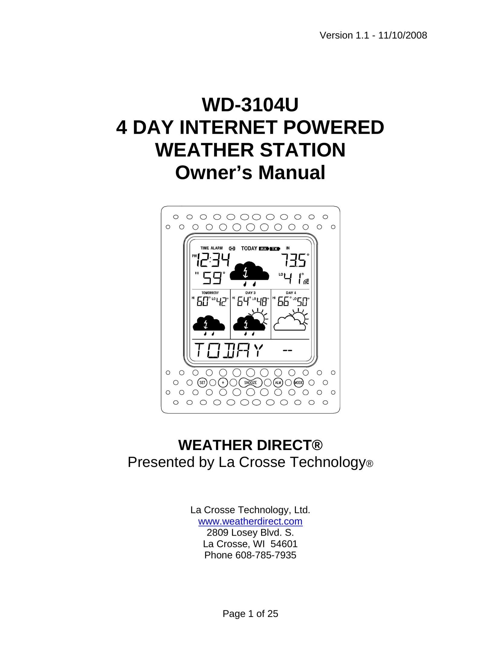 La Crosse Technology WD-3104U Portable Radio User Manual